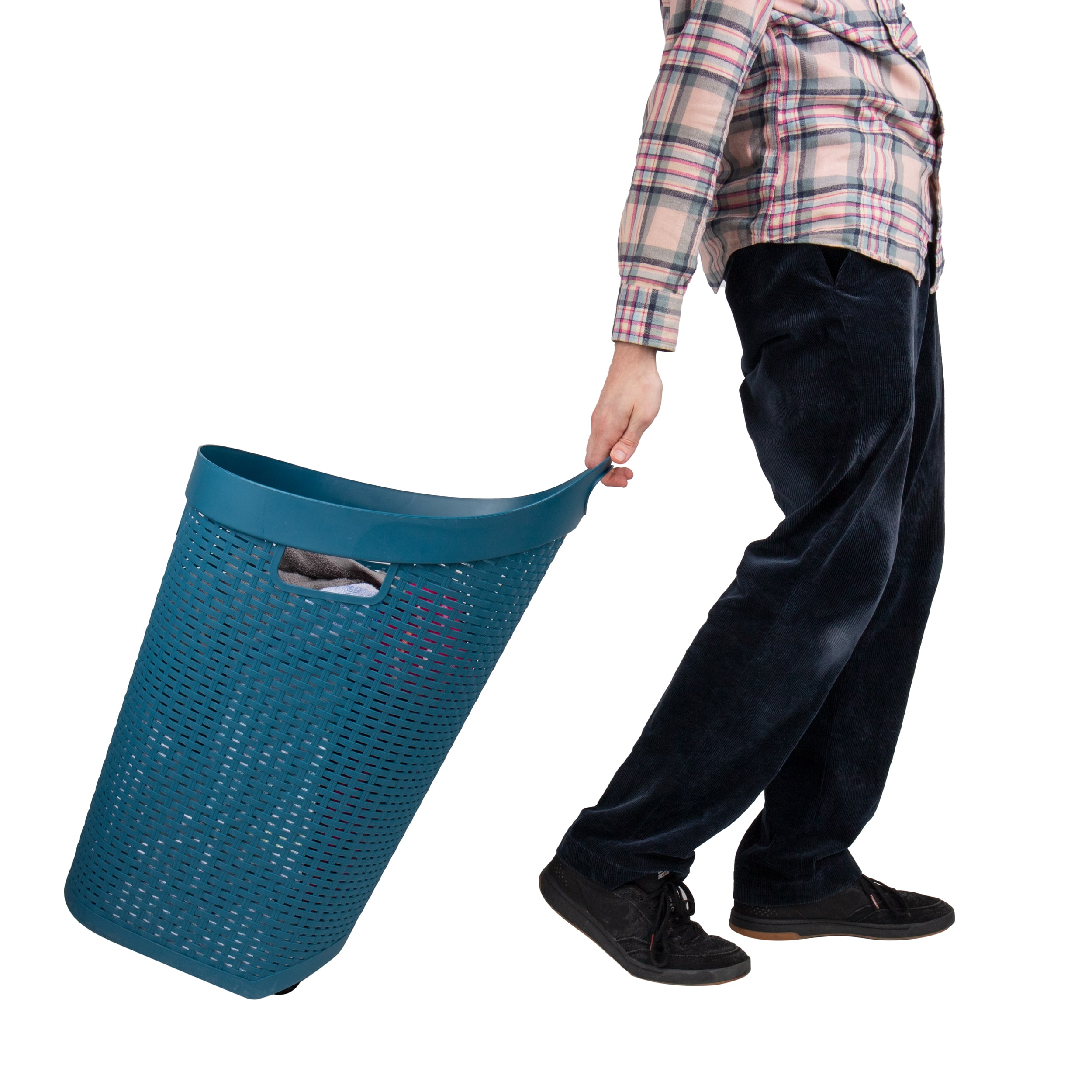 Mind Reader 60L Ventilated Mobile Laundry Hamper with Cut Out Handle & Integrated Caster Wheels