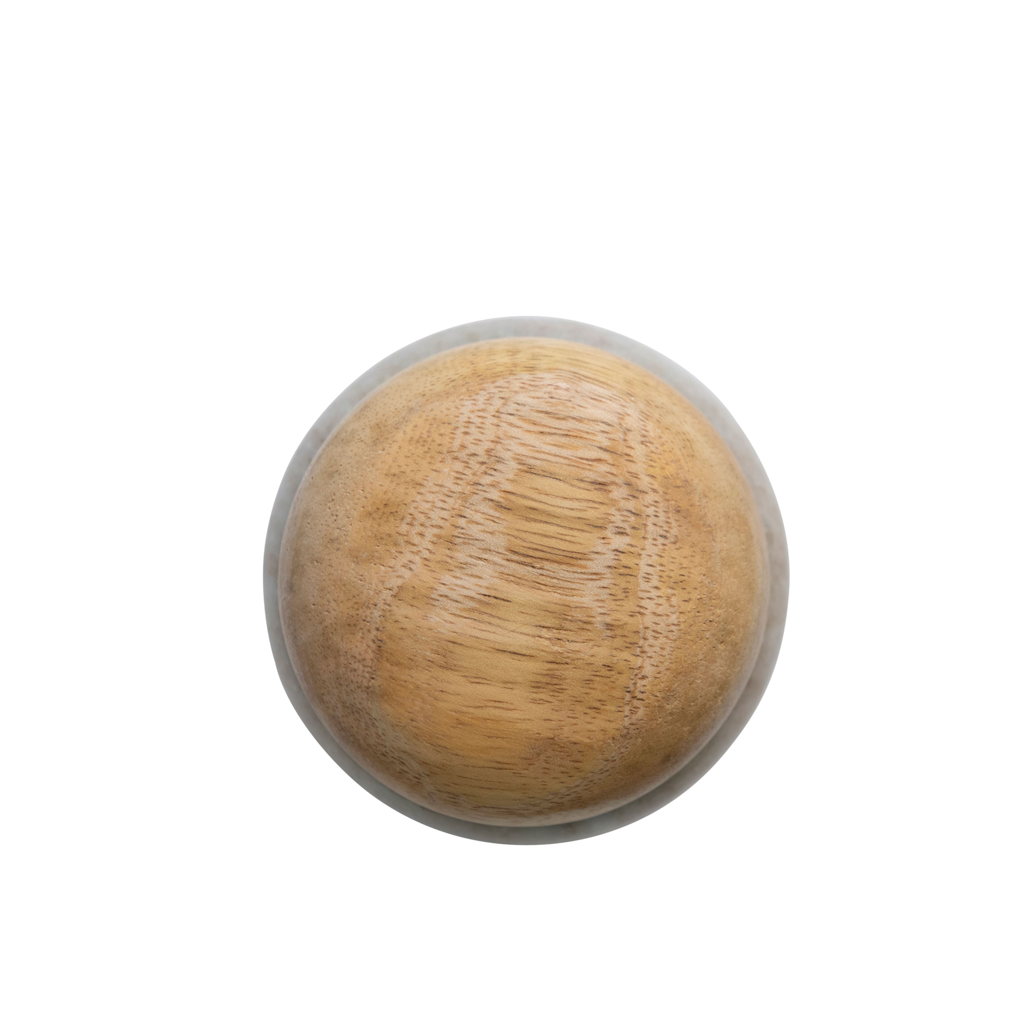 Modern Marble Canister with Wood Lid