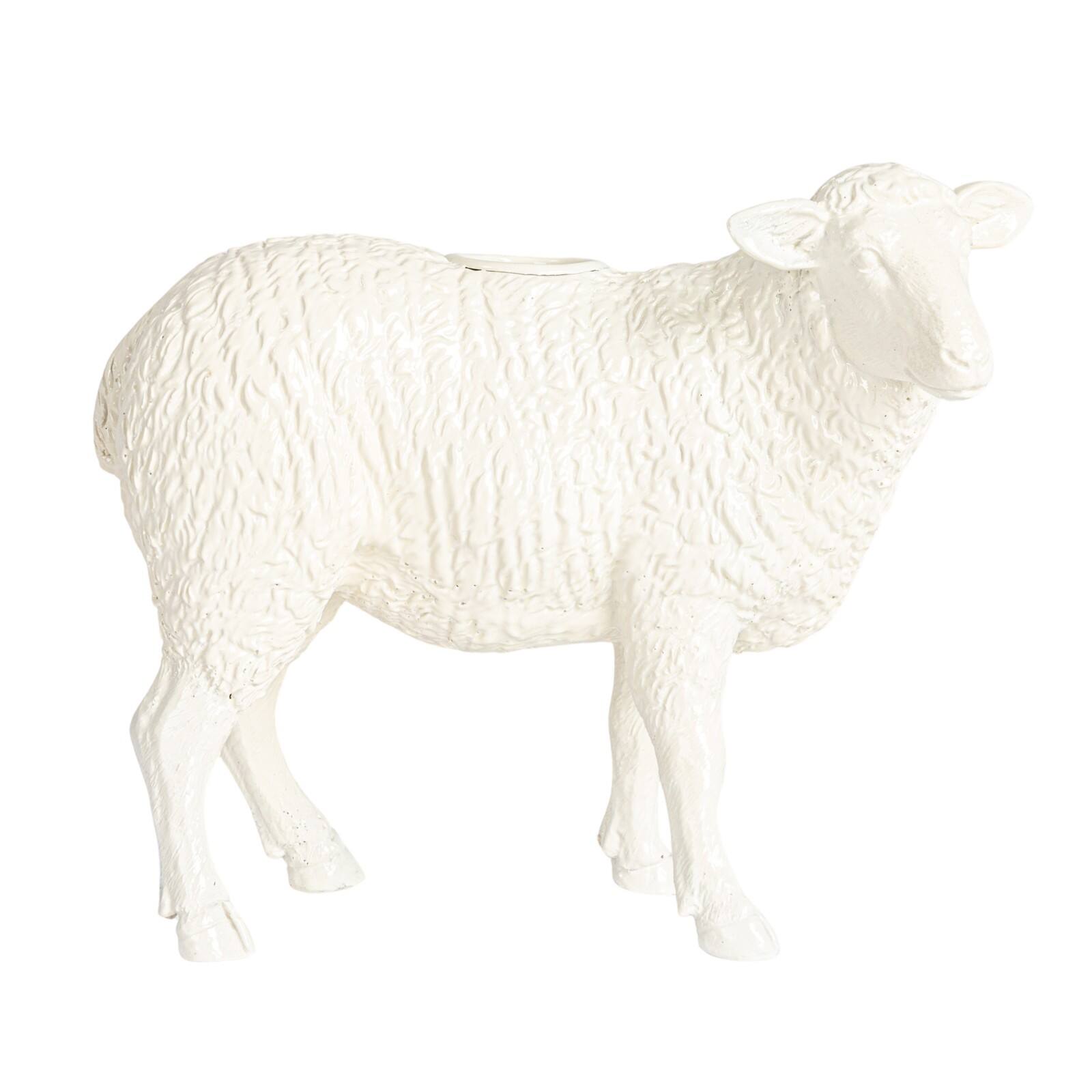 Hello Honey&#xAE; 6.75&#x22; Long White Pastoral Elegance Sheep Taper Candle Holder