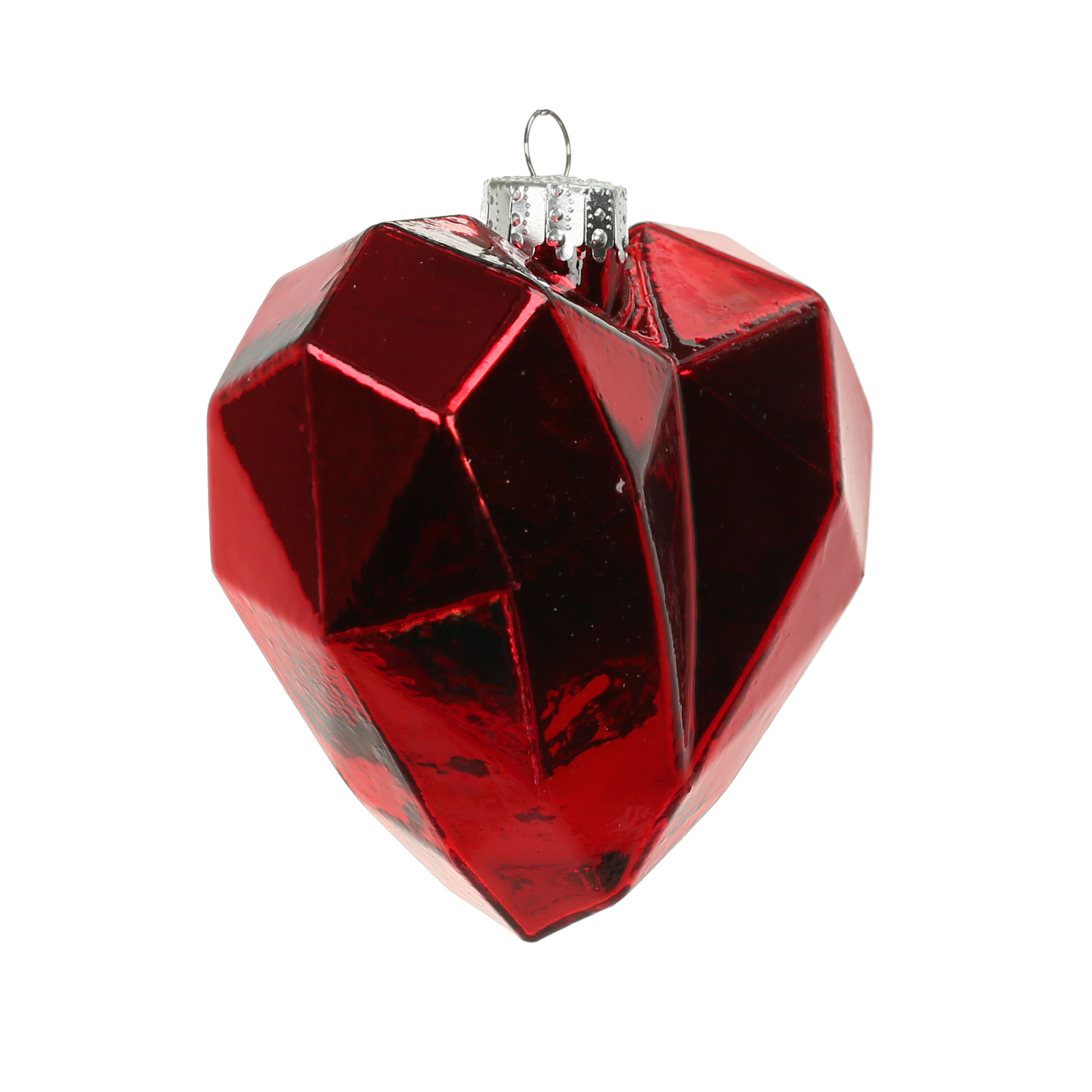 3.5&#x22; Red Diamond Heart Glass Ornament by Ashland&#xAE;