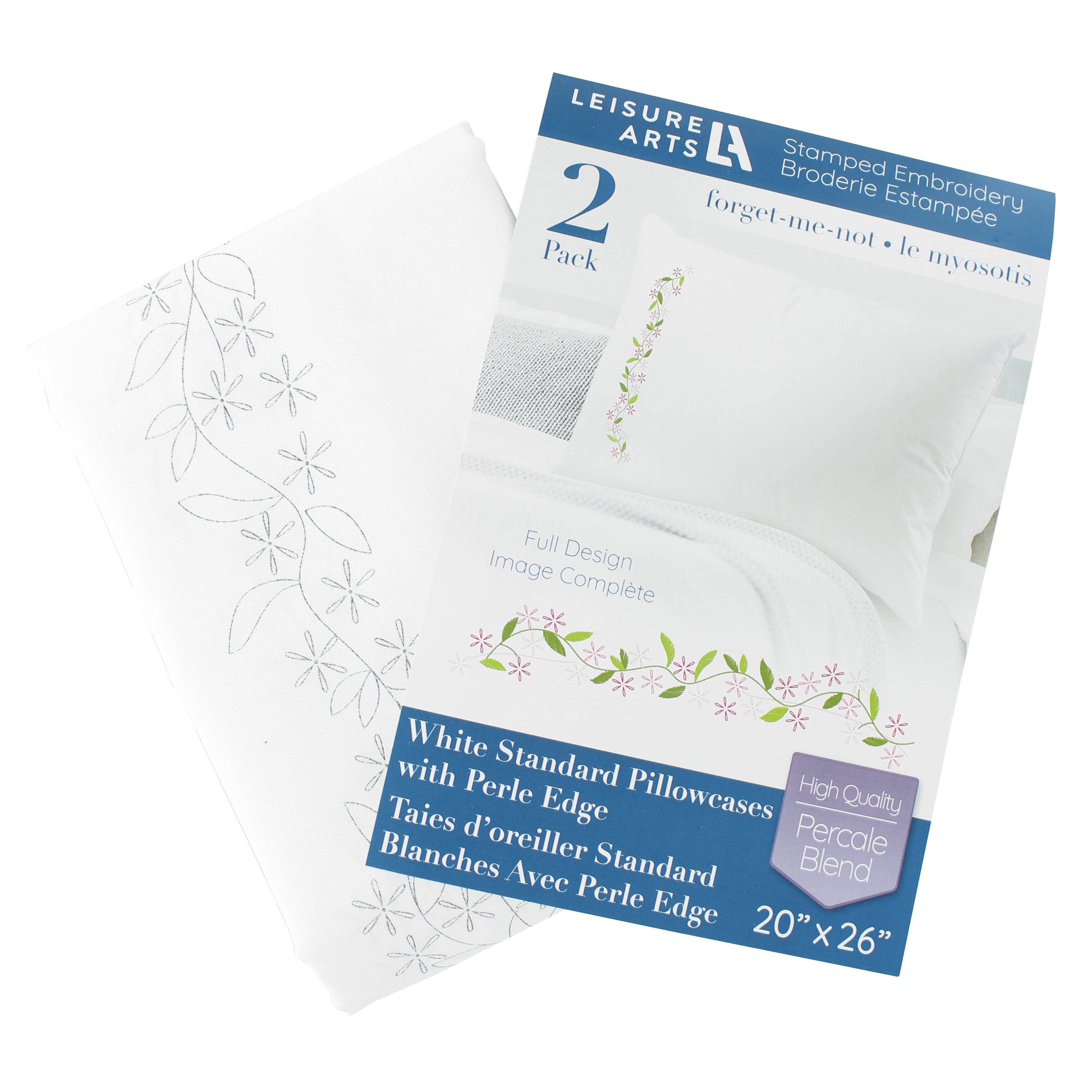 Leisure Arts&#xAE; Forget-Me-Not Pillowcase Stamped Embroidery Kit