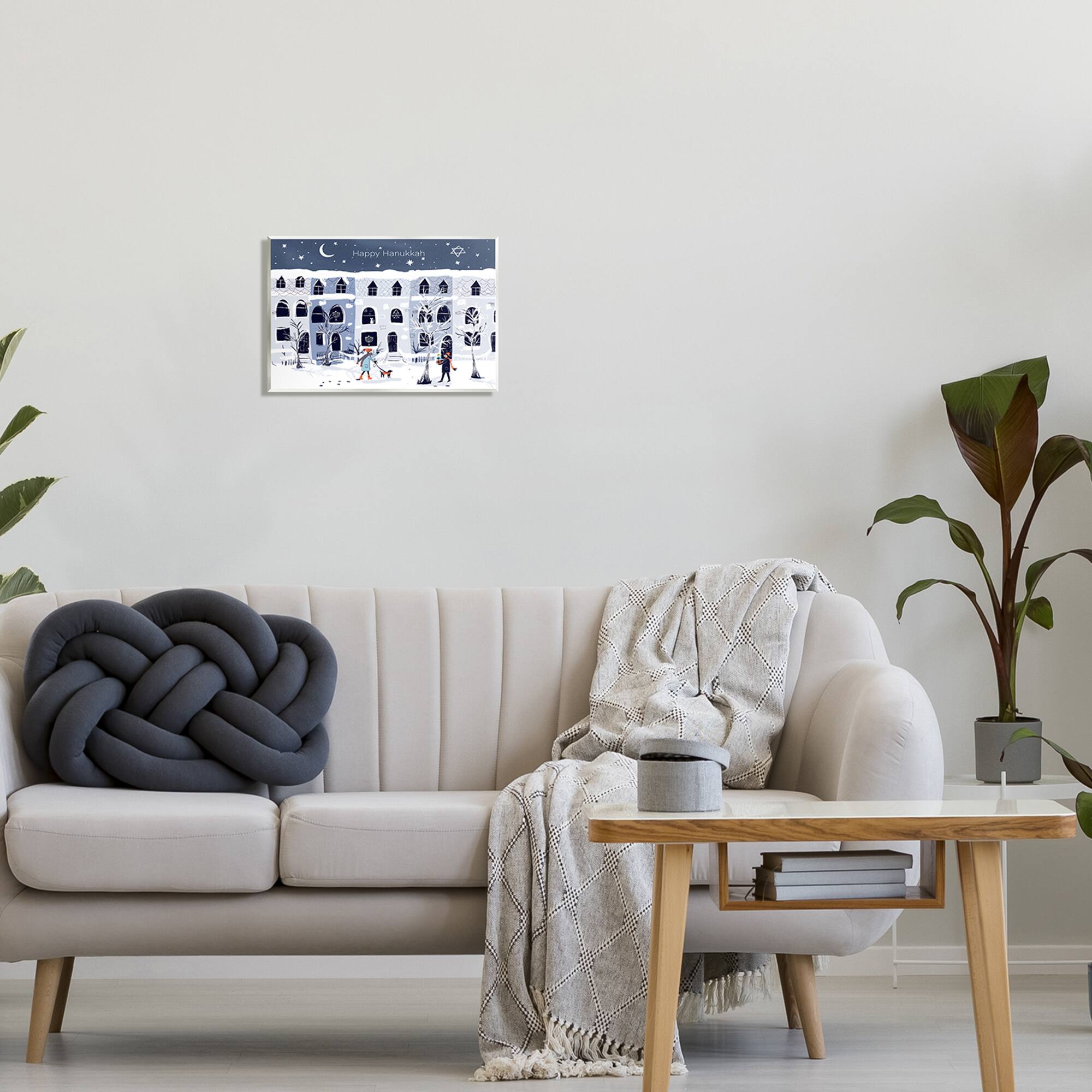 Stupell Industries Happy Hanukkah Winter City Scene Wall Plaque Art