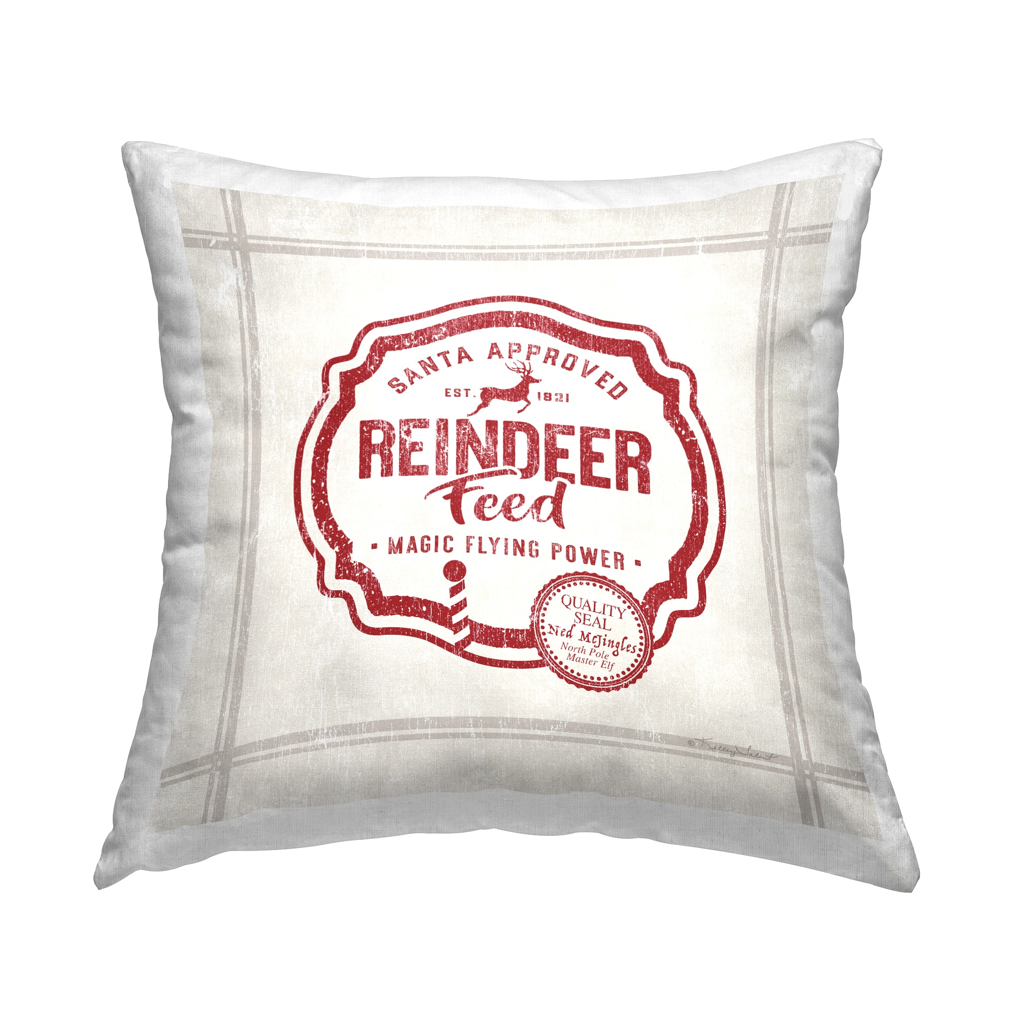 Stupell Industries Reindeer Feed Vintage Ad Throw Pillow