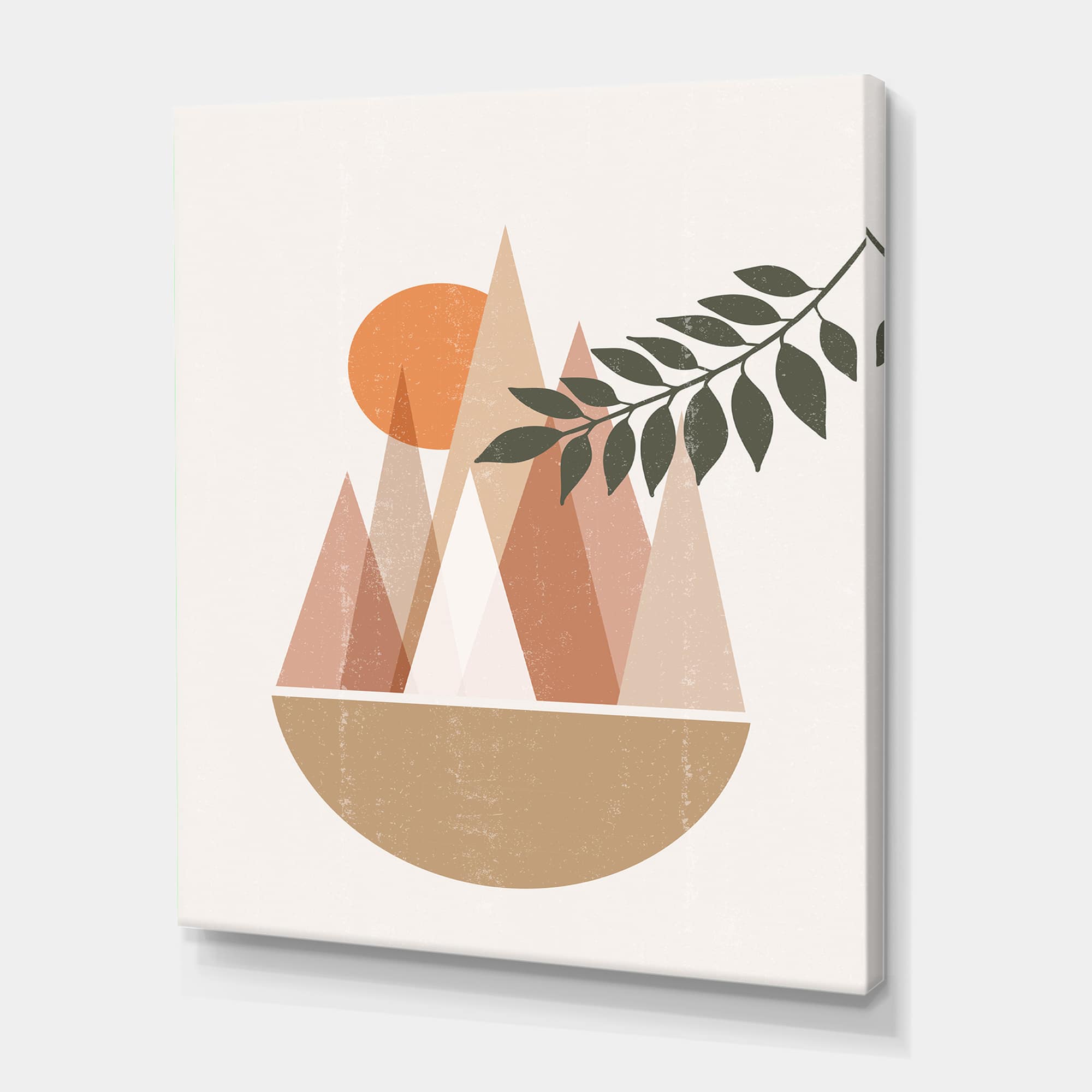 Designart - Abstract Sun and Moon In Mountains II - Modern Canvas Wall Art Print