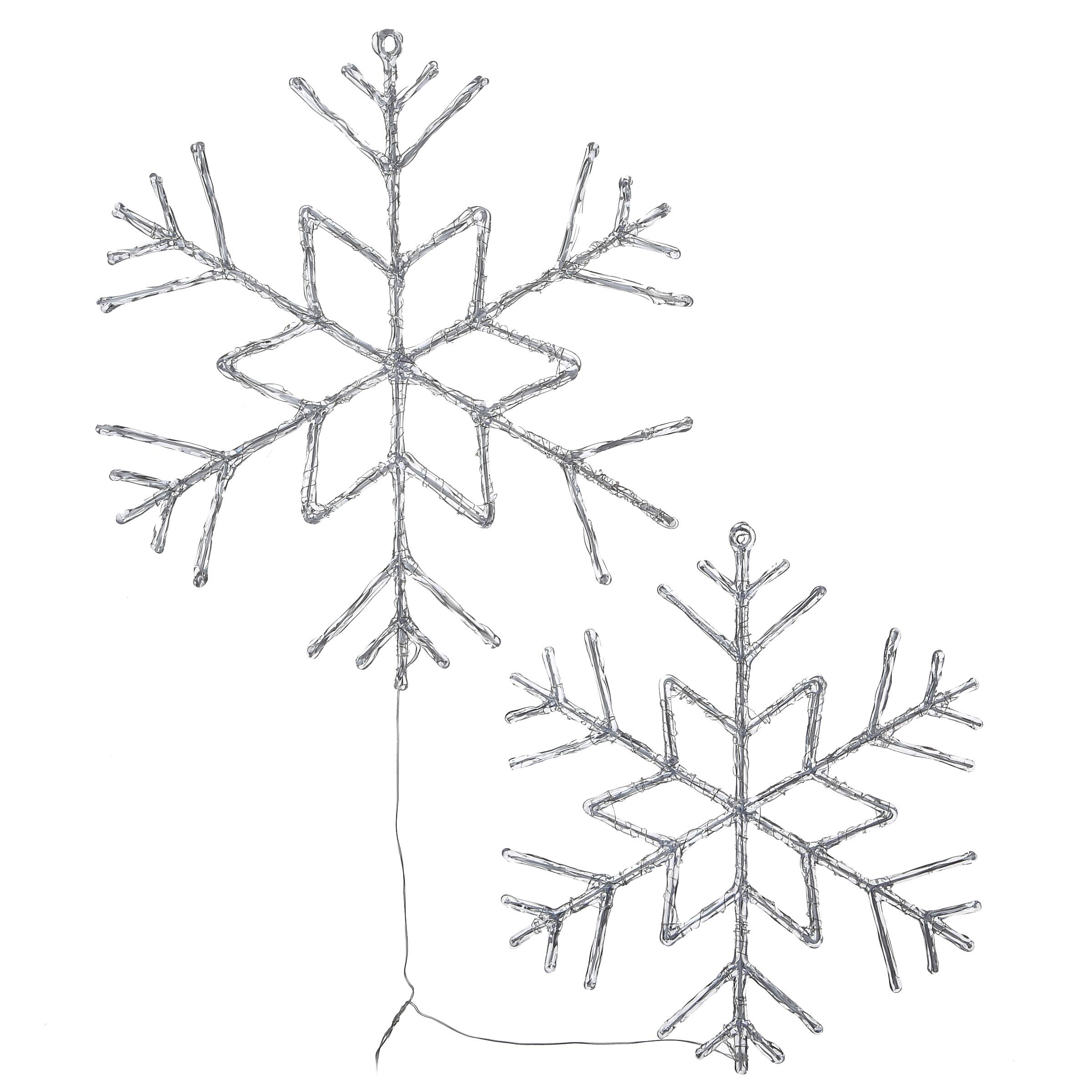 6-Point Star Ice Crystal Snowflake Pair with LED Lights
