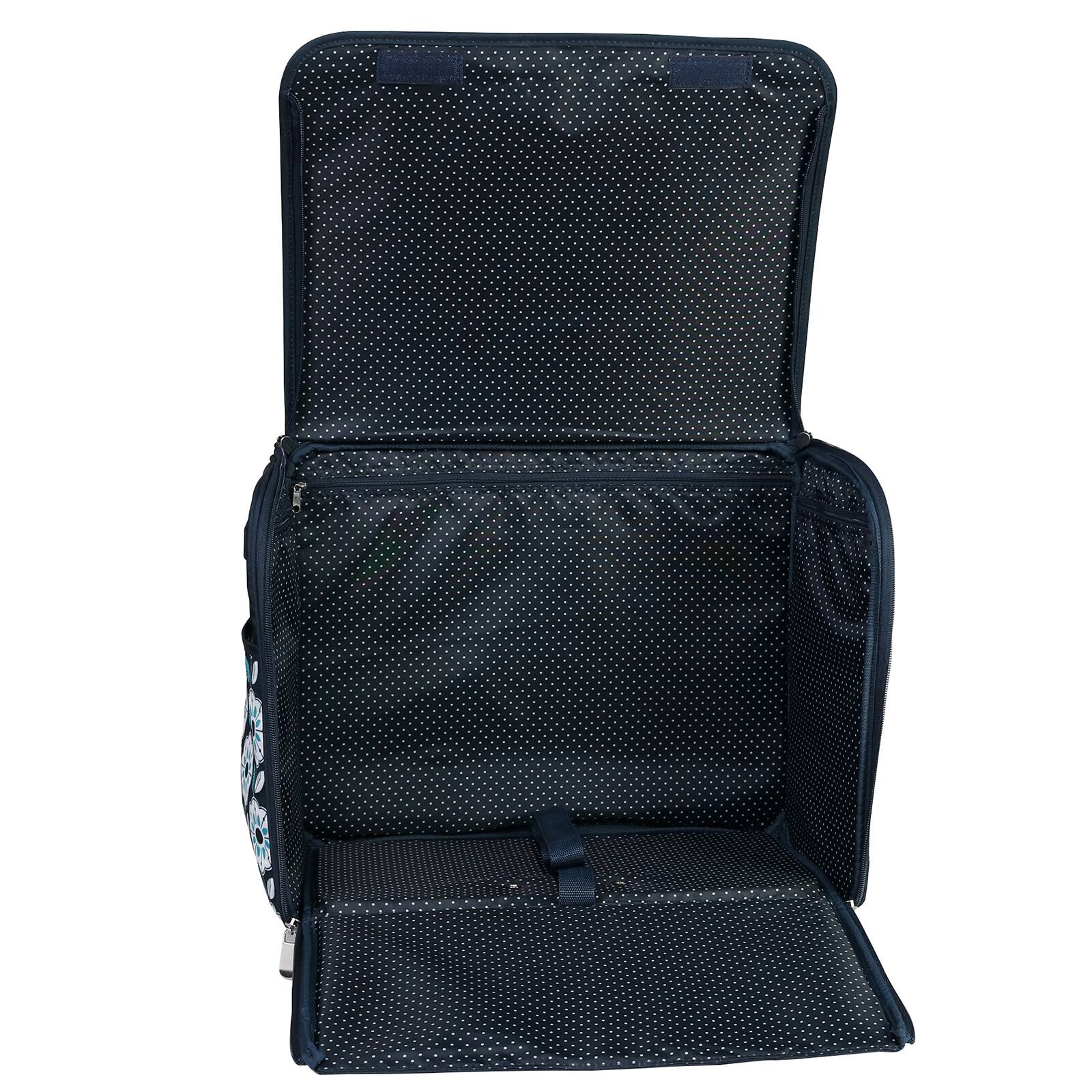 Everything Mary Collapsible Teal Floral Print Rolling Sewing Machine Tote