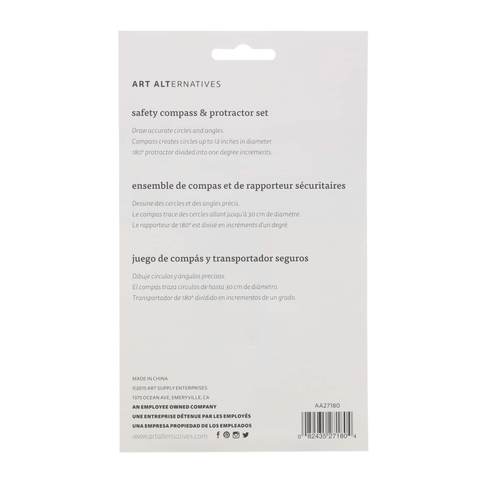 24 Pack: Art Alternatives Safety Compass &#x26; Protractor Set