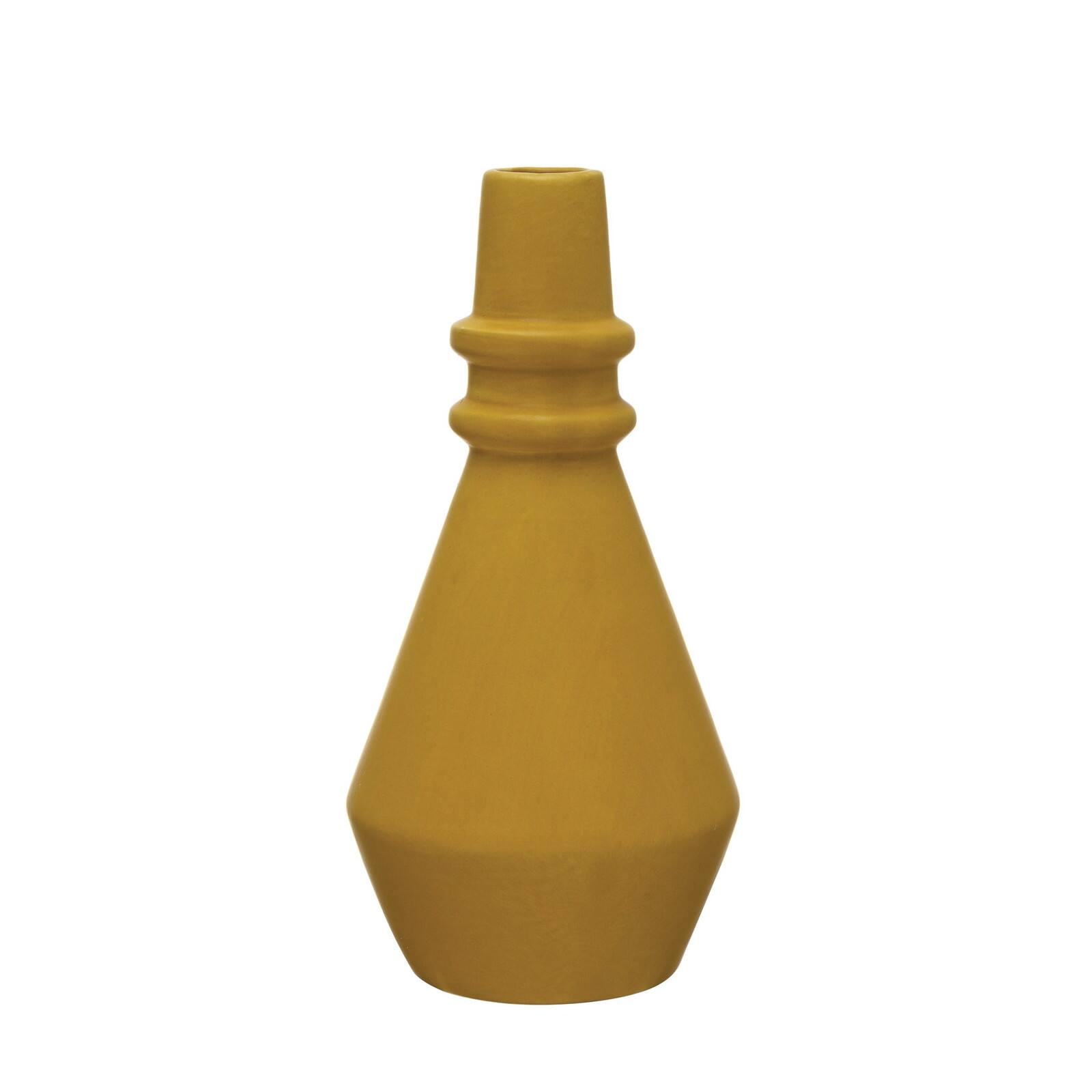 8" Yellow Stoneware Taper Holder