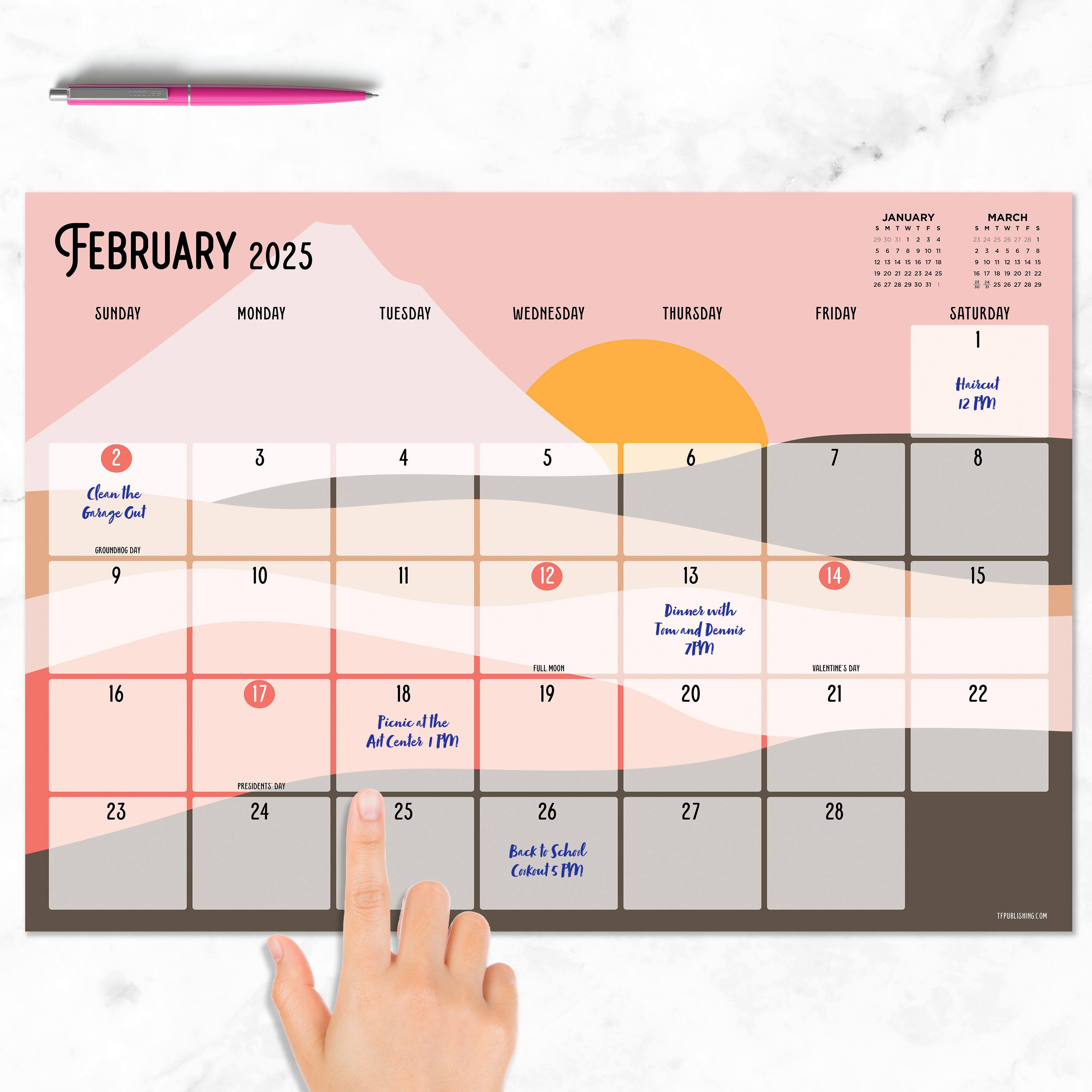 TF Publishing Medium 2025 Landscapes Monthly Blotter Desk Pad Calendar