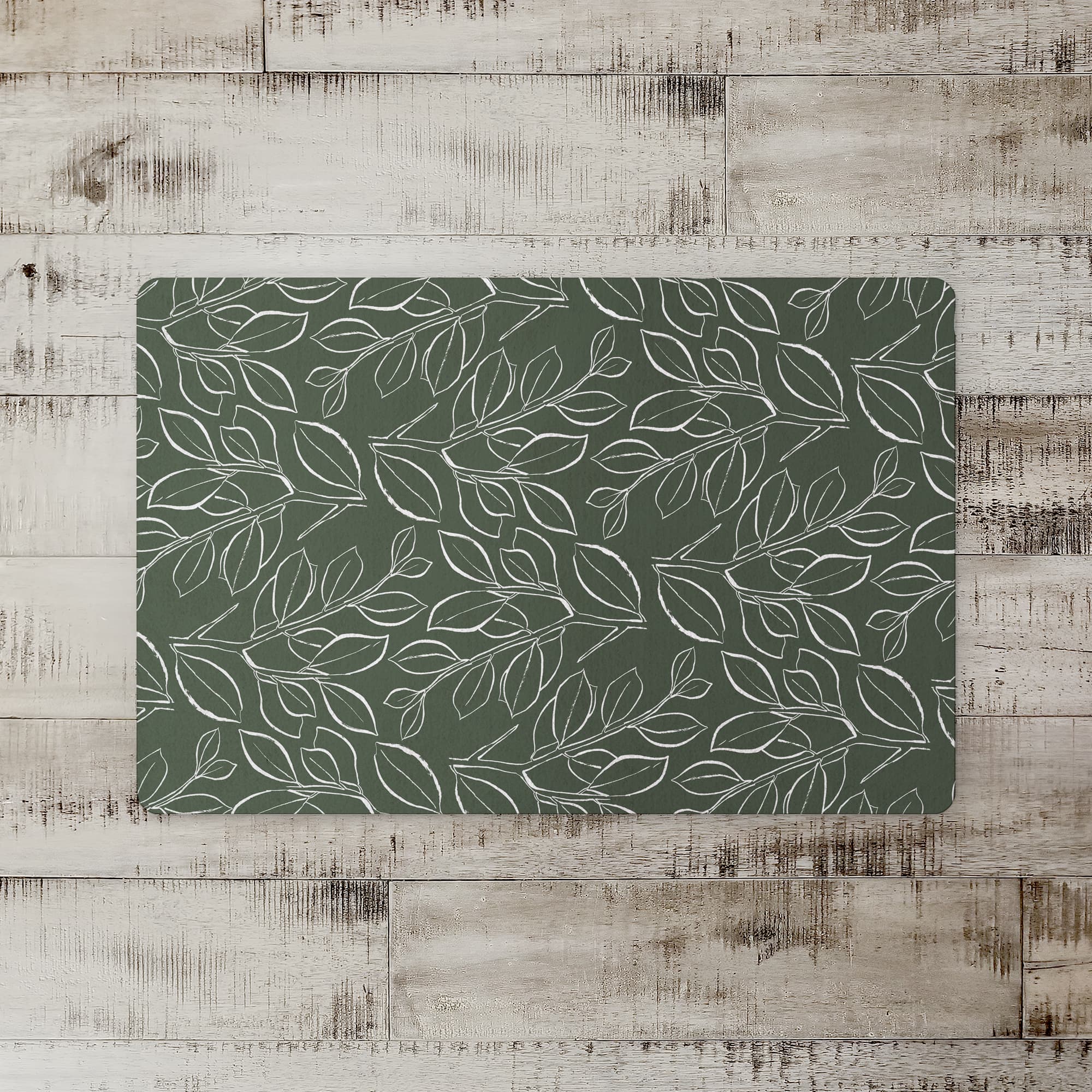 Sage Lined Leaves Floor Mat