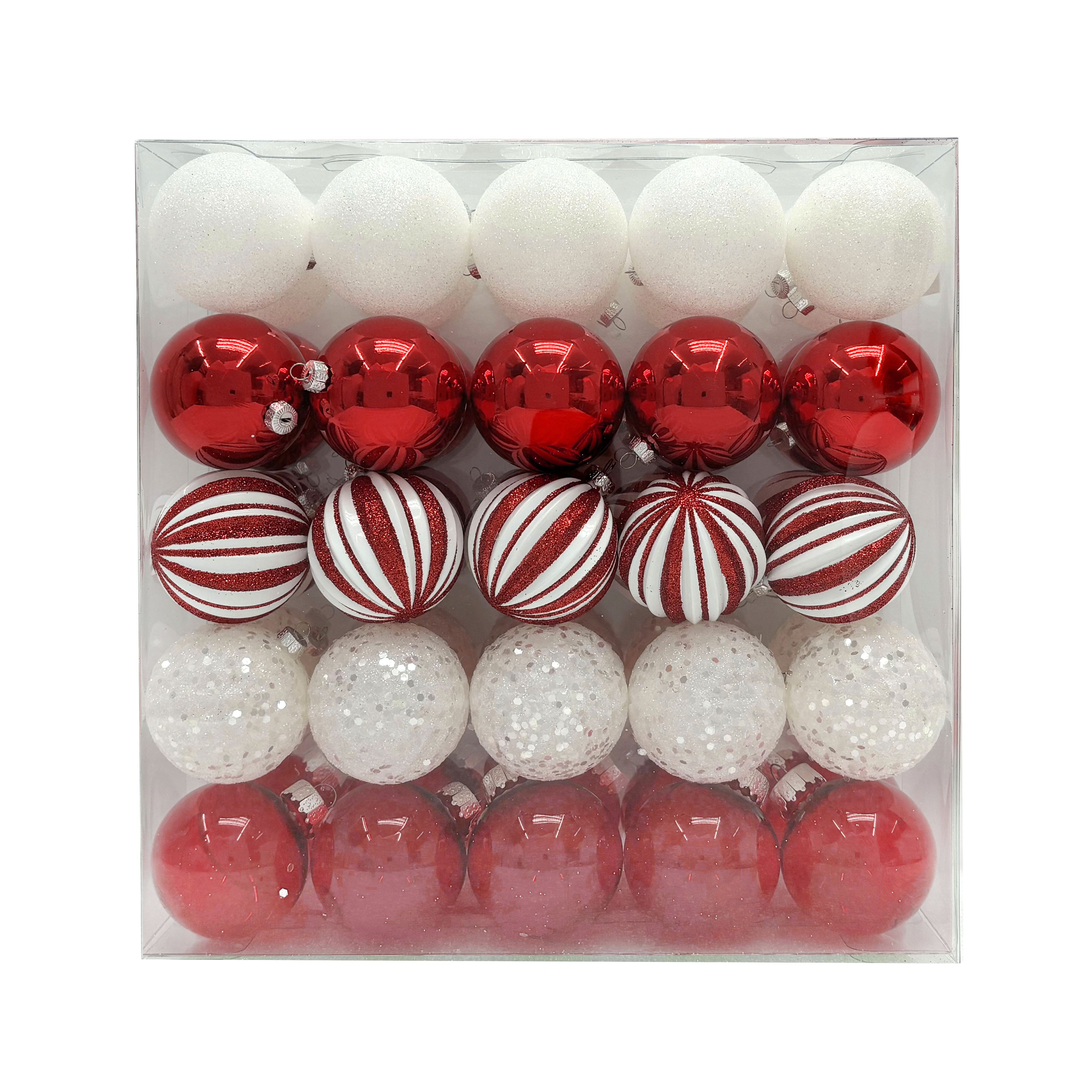 Assorted 50 Pack 2.25&#x22; Red &#x26; White Shatterproof Ball Ornament Mix by Ashland&#xAE;