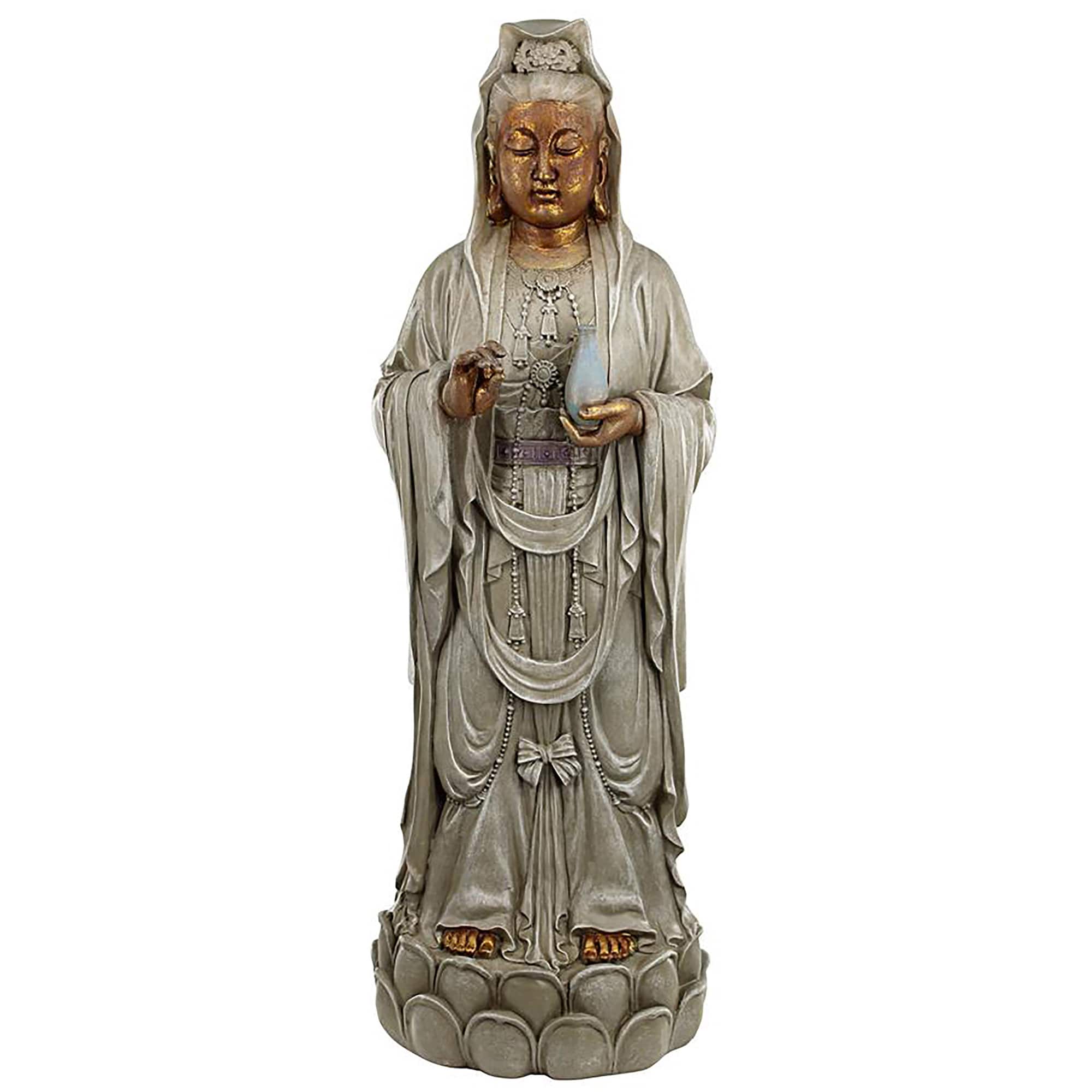 Design Toscano 2ft. Goddess Guan Yin Standing on a Lotus Statue