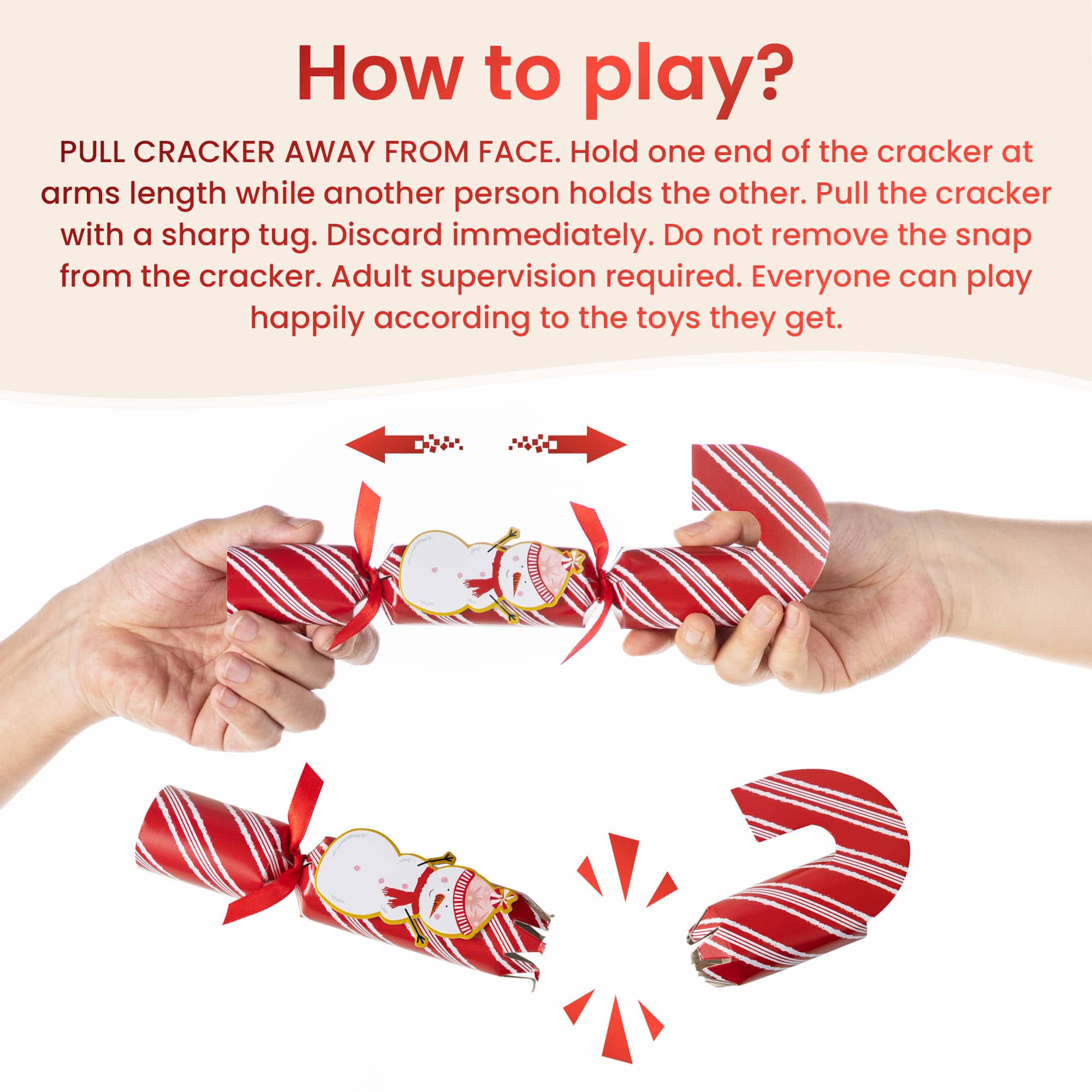 Glitzhome&#xAE; 12PK 1.25&#x22;D x 10&#x22;H Candy Cane Christmas Party Crackers with Gift Contents