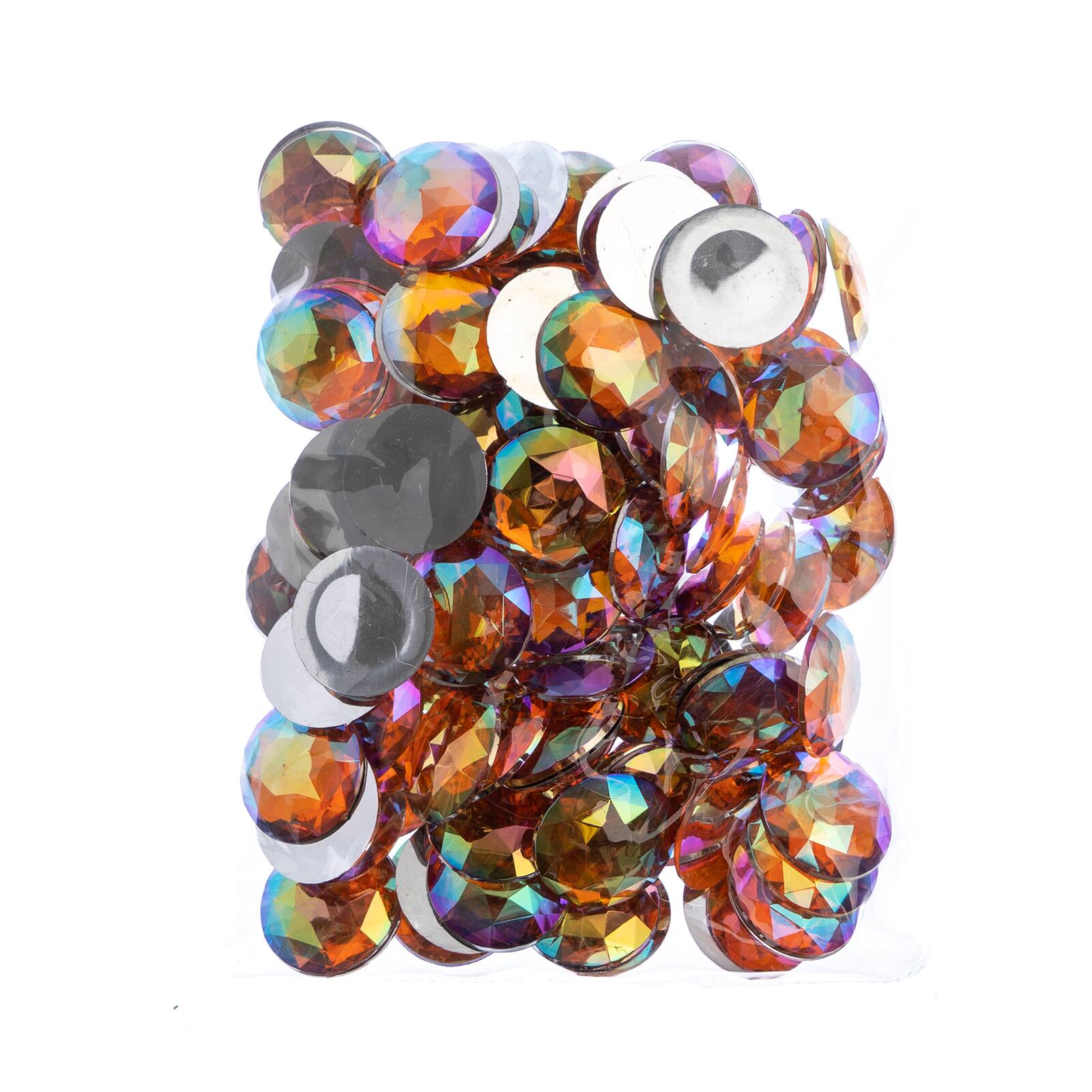 John Bead 25mm AB Acrylic Round Flat Back Rhinestones, 100ct.
