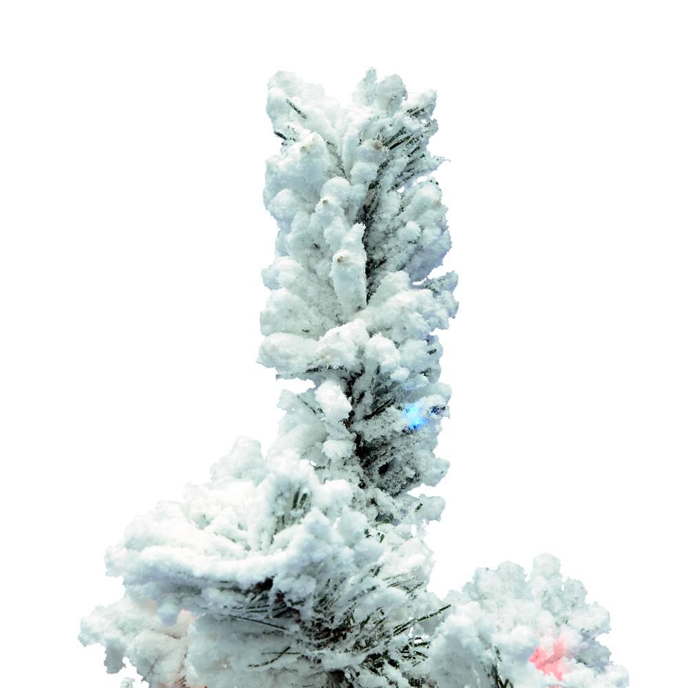 3ft. Pre-Lit Flocked Alaskan Pine Artificial Christmas Tree, Multicolor Dura-Lit&#xAE; Lights
