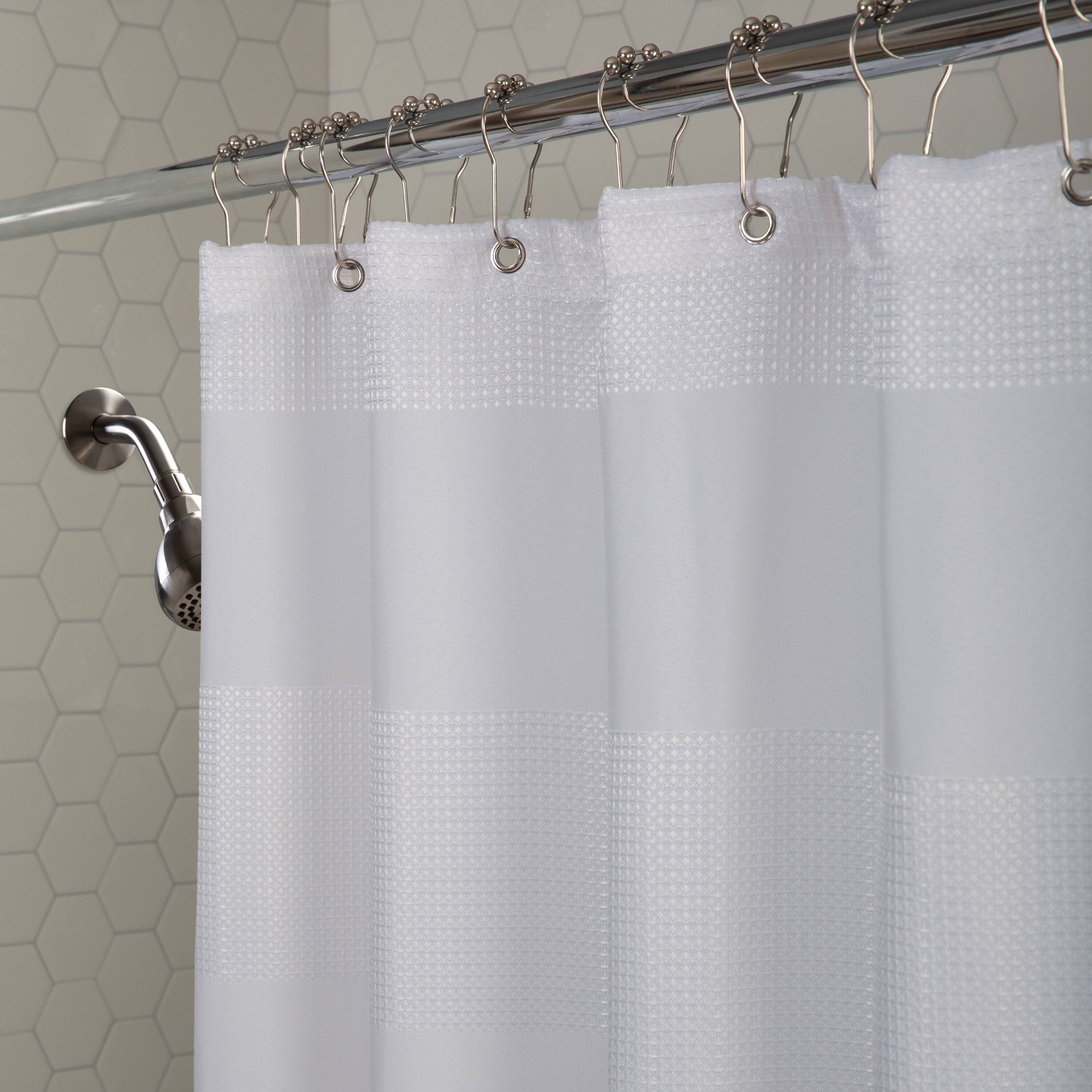 Elle D&#xE9;cor White Jacquard Weave Shower Curtain