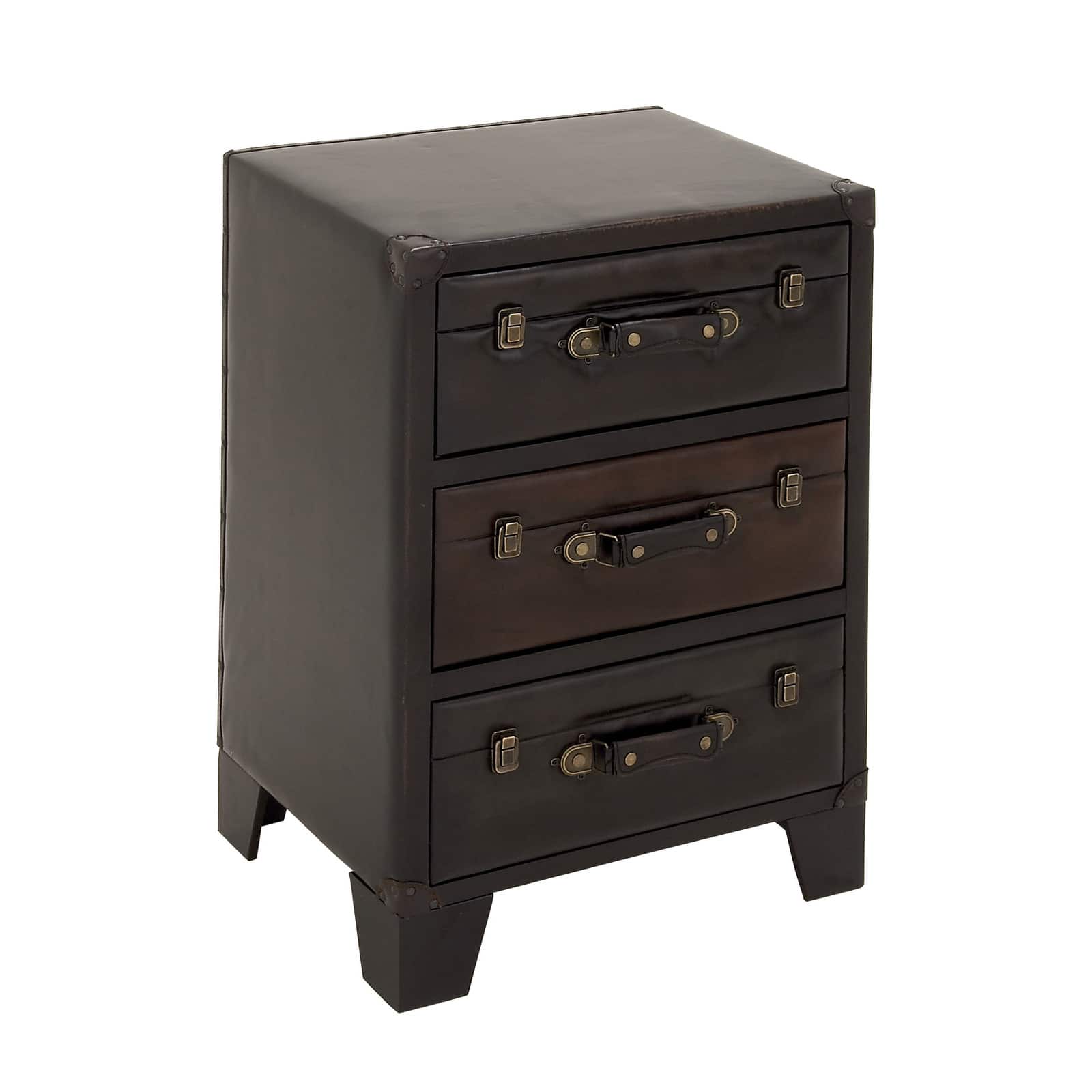 Dark Brown Wood 3-Drawer Traditional Cabinet
