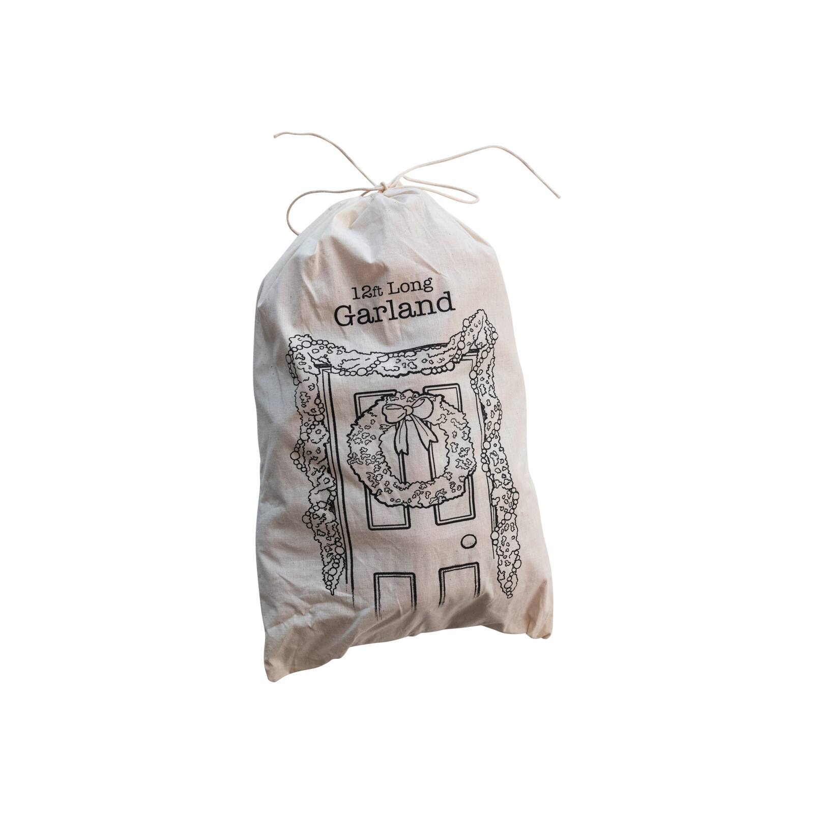 Hello Honey&#xAE; 12ft. Handmade Wool Felt Ball Garland in Printed Drawstring Bag