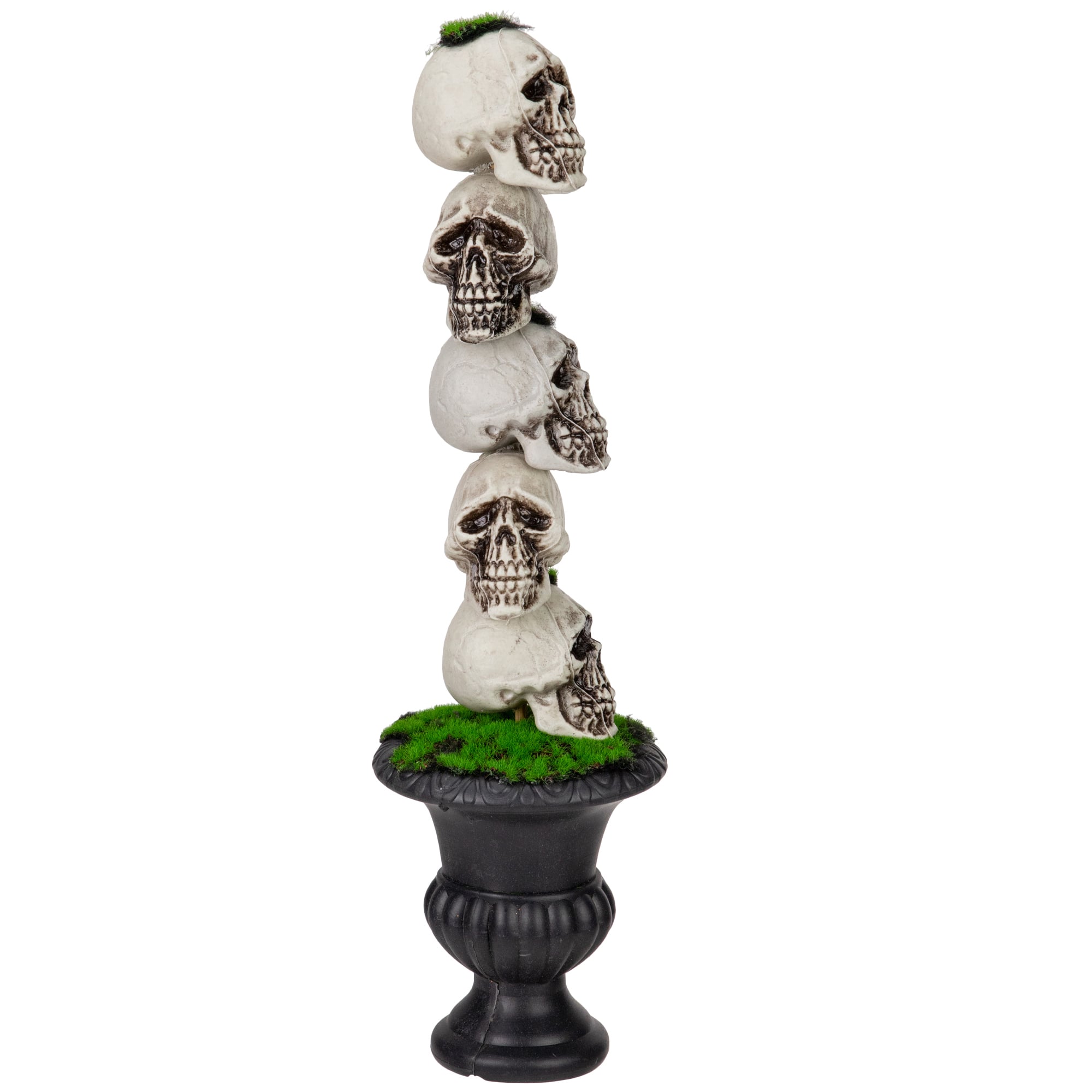 16&#x22; Skull Tower Topiary in Urn Halloween Decoration