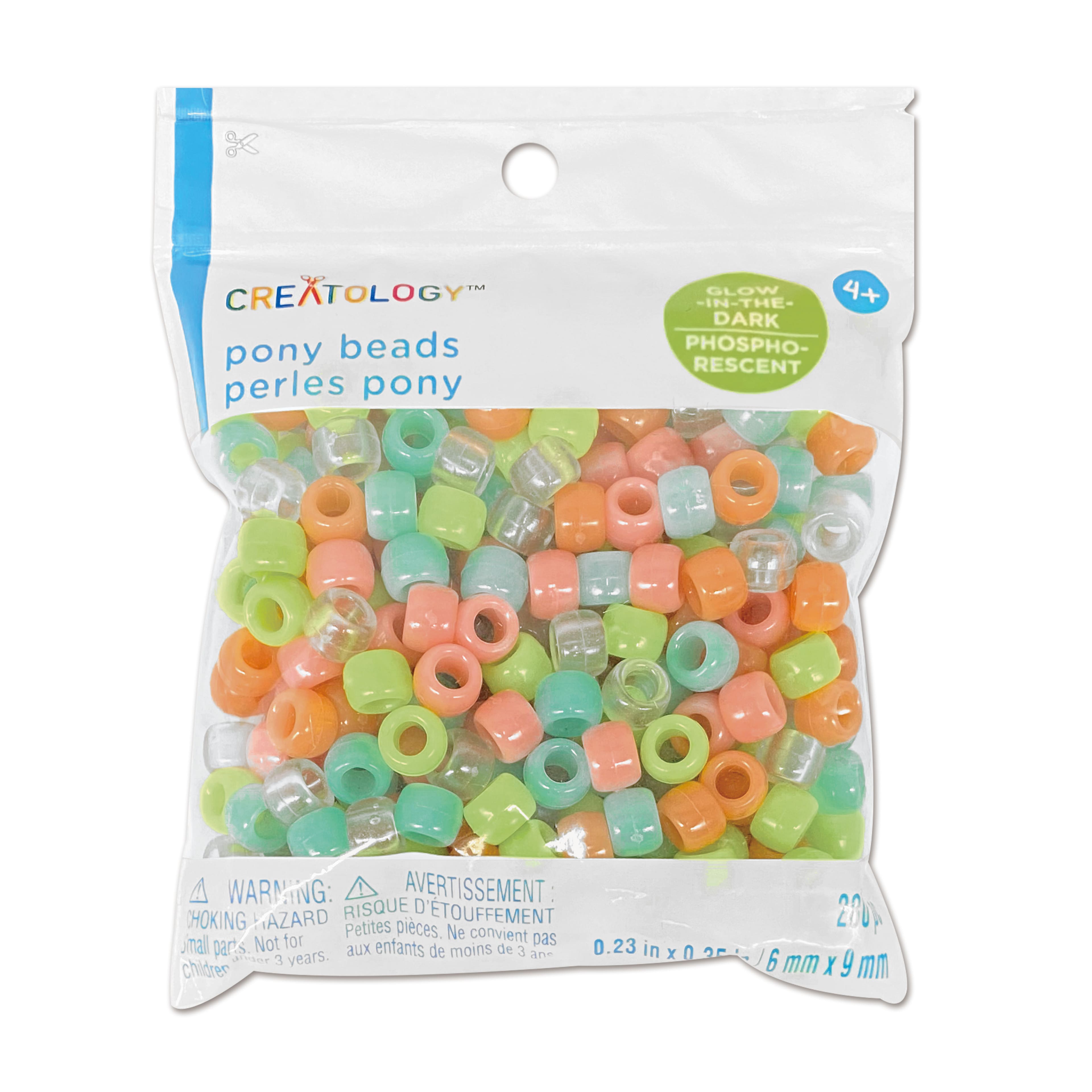 Pony Beads Acrylic Glow in the Dark Colors, 9mm 1 pound Big Value