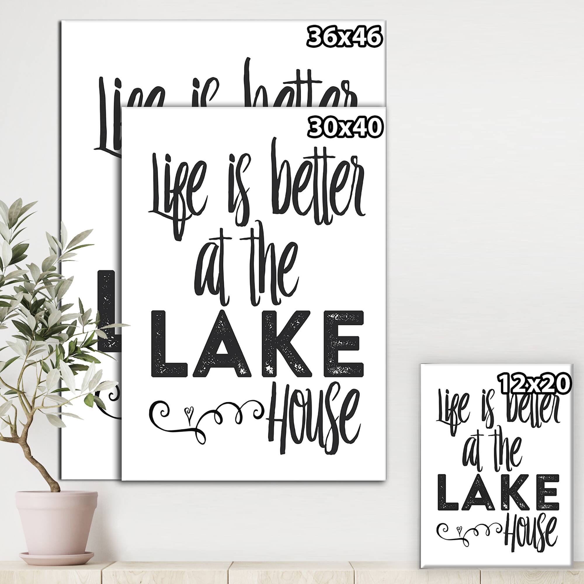 Designart - Lifes Better Lake - Lake House Canvas Artwork