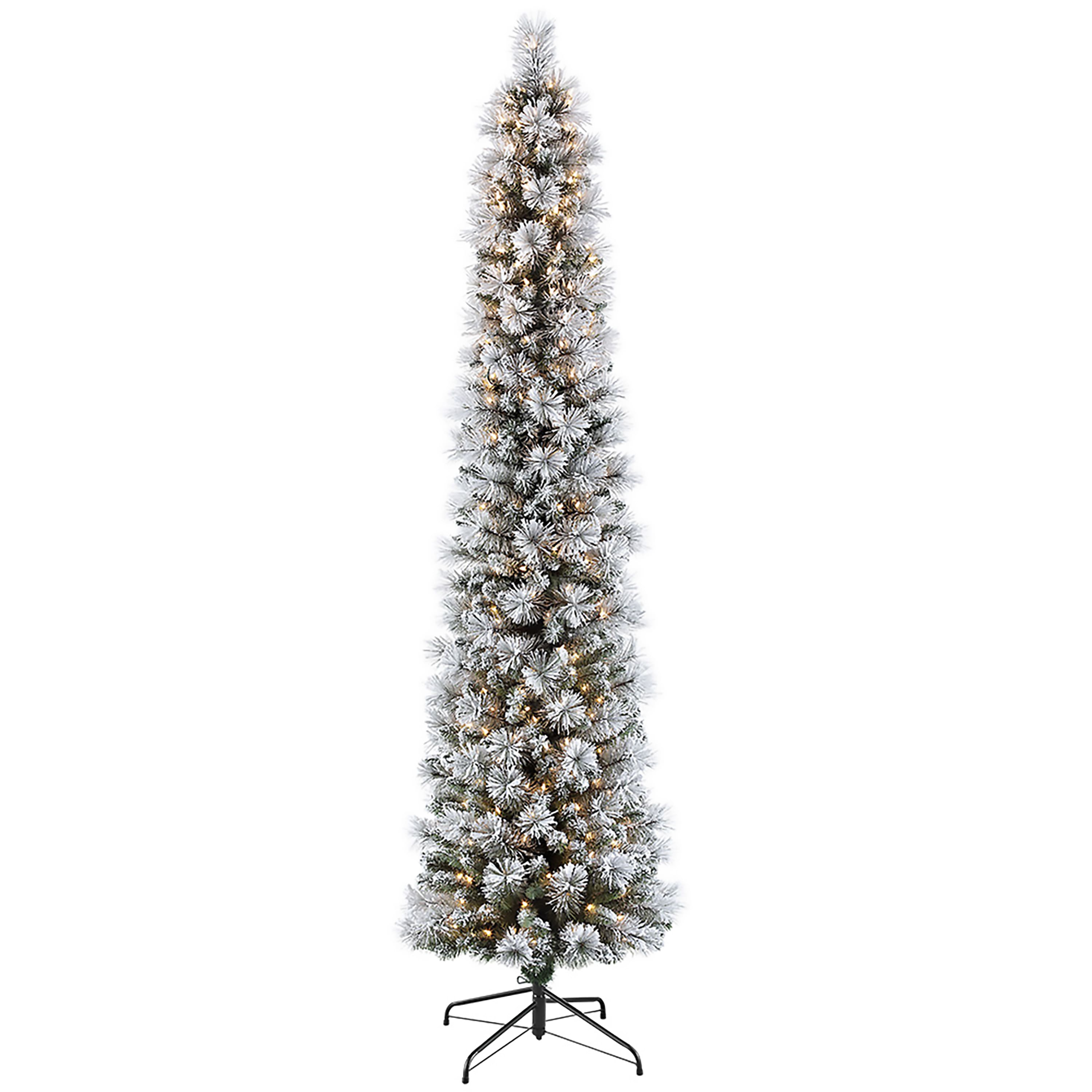 7.5Ft. Pre-Lit Flocked Portland Pine Slim Artificial Christmas Tree, Clear Lights | Michaels