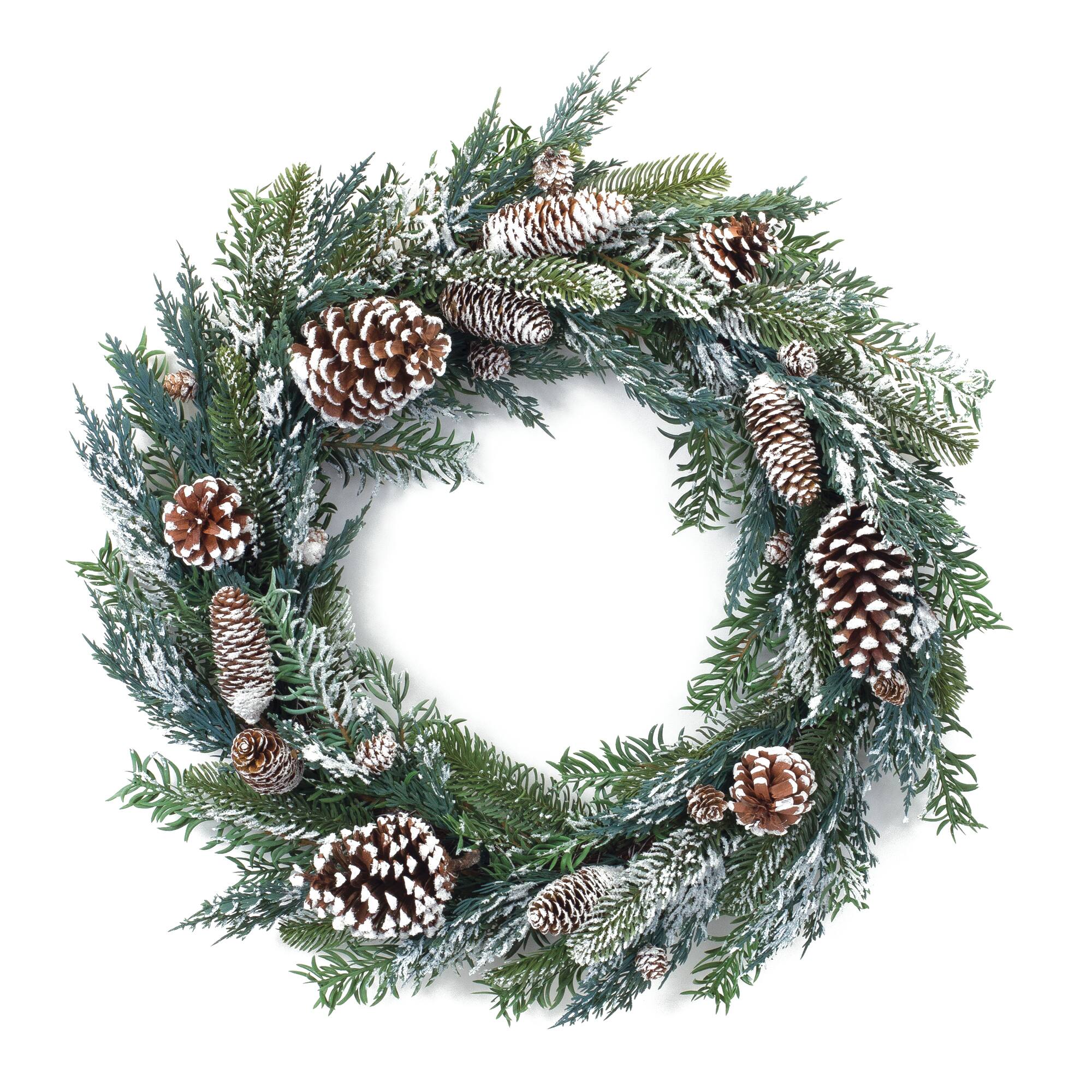 26&#x22; Flocked Pine Cone Wreath
