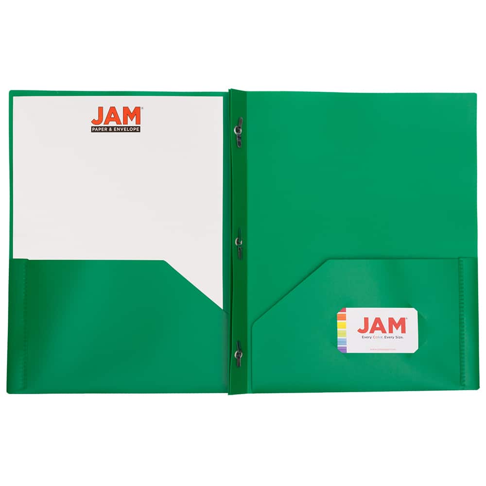 JAM Paper 9.5" x 11" Plastic 2 Pocket School POP Folders with Clasps, 6ct.