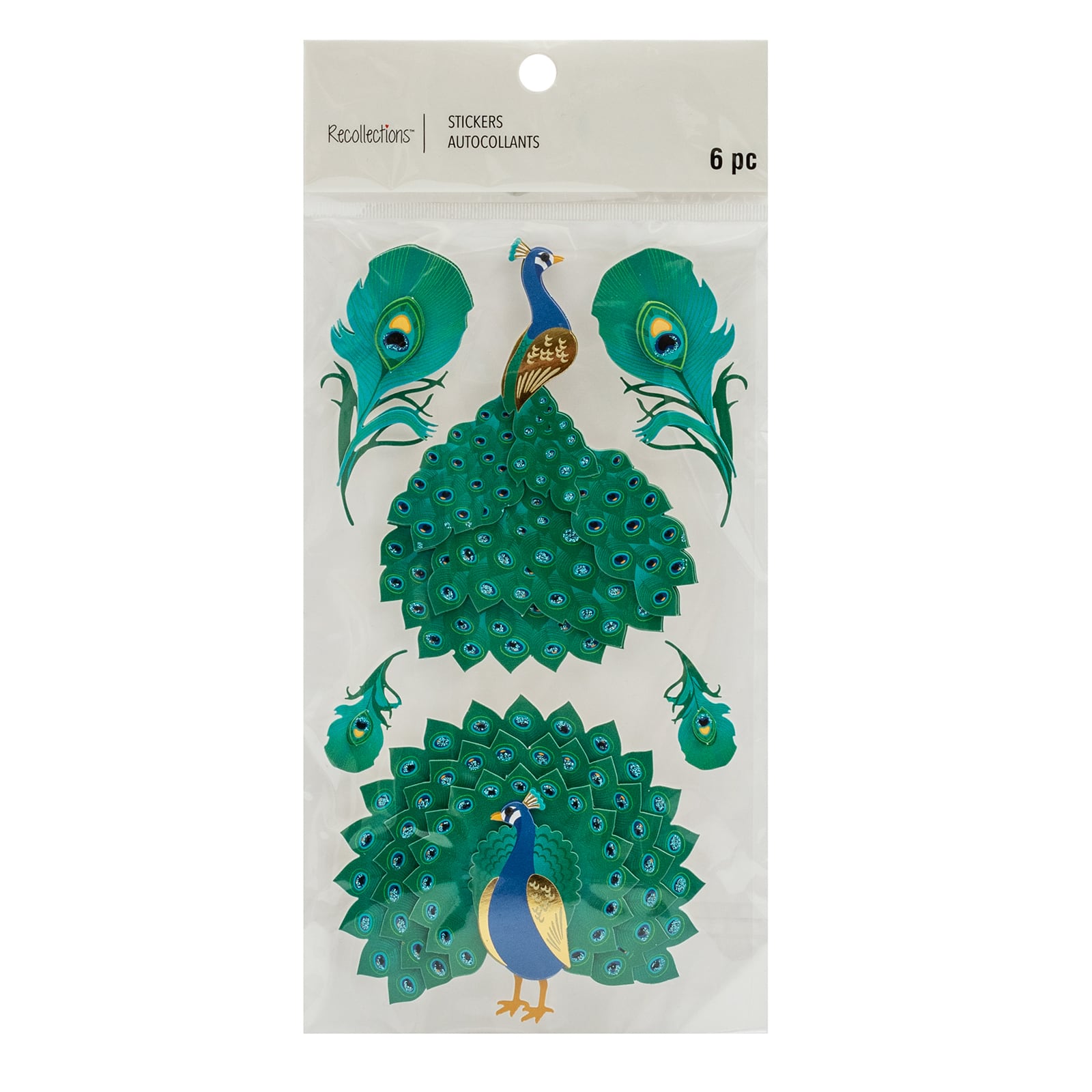 12 Pack: Peacock Stickers by Recollections&#x2122;
