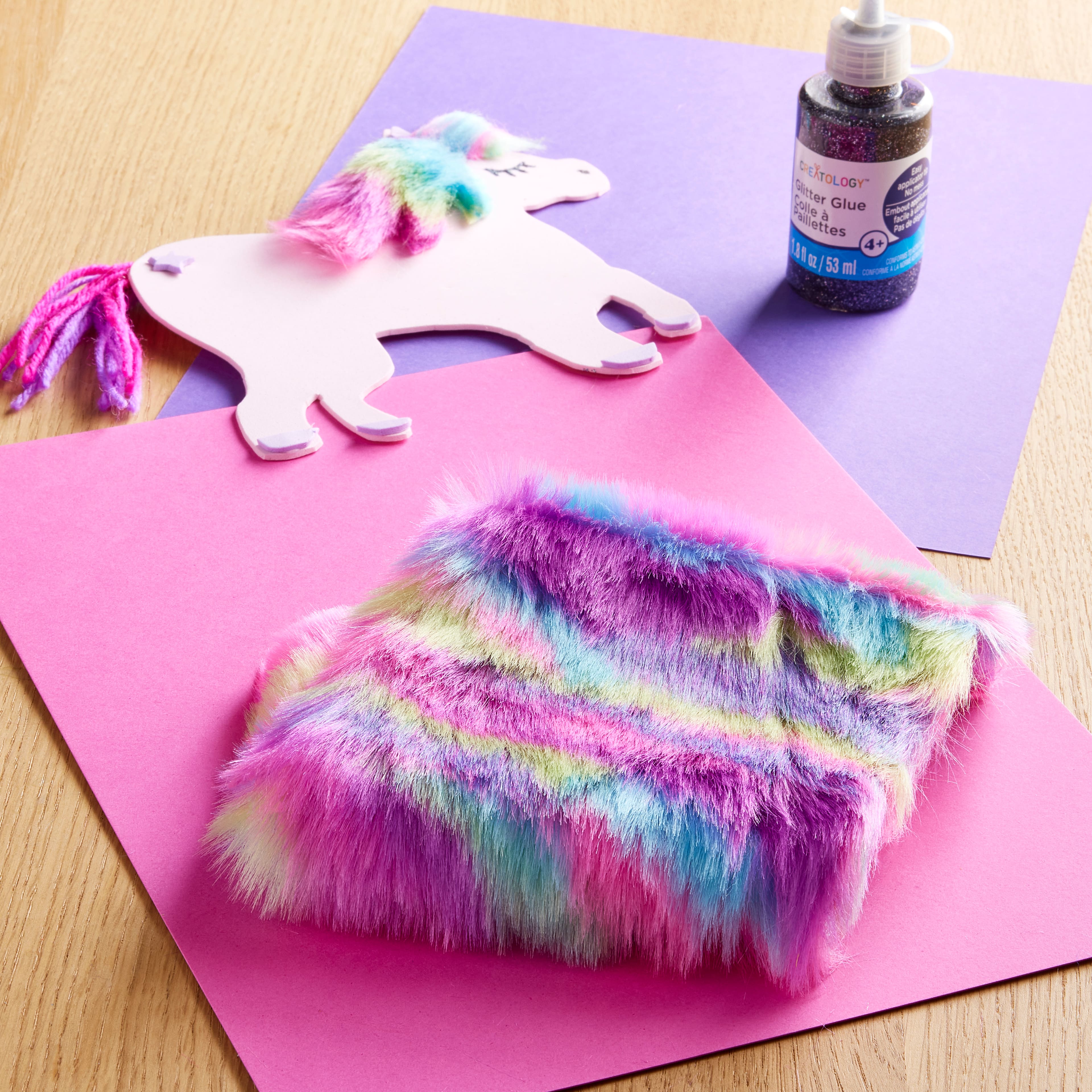 Multicolour Unicorn Craft Faux Fur by Creatology™