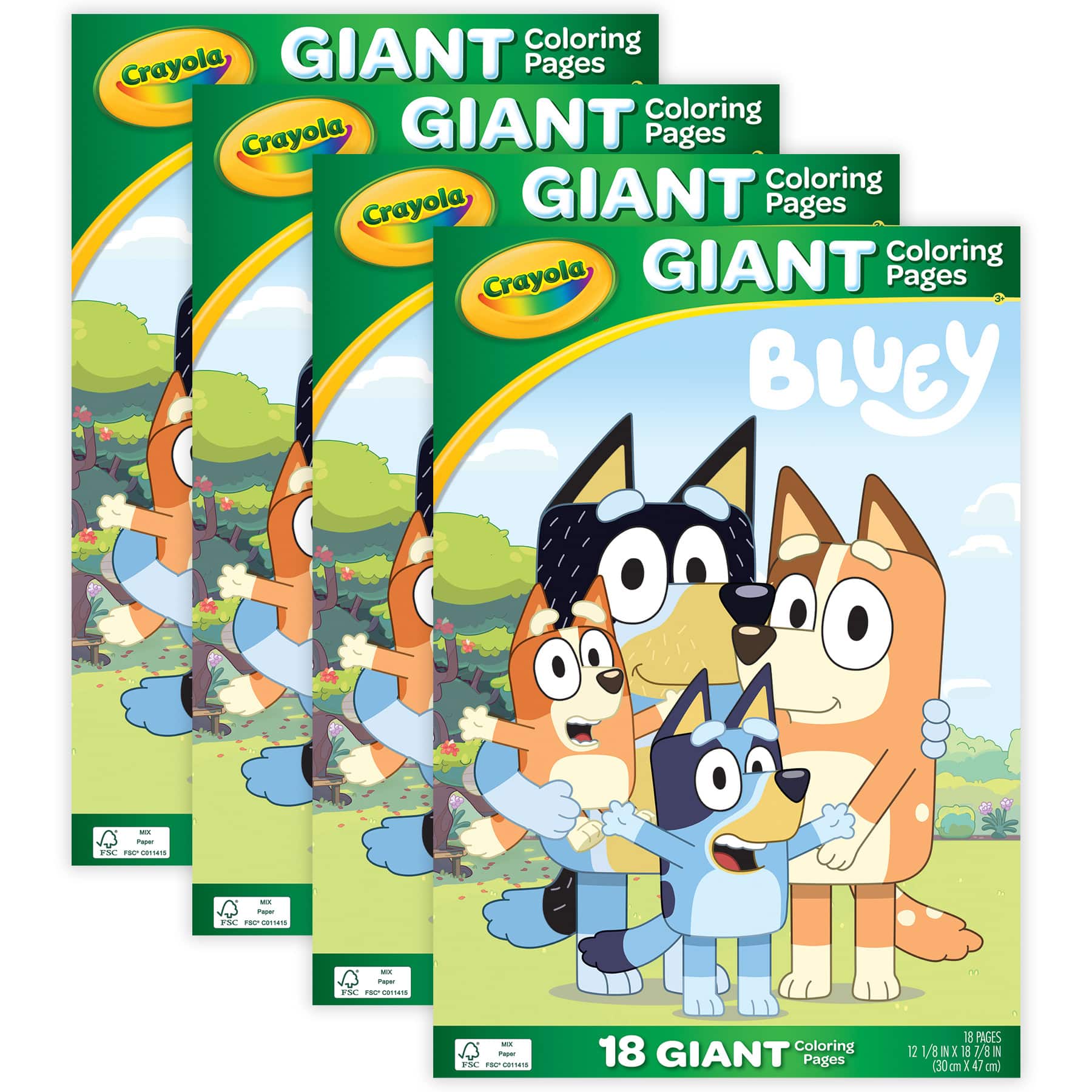 Crayola® Bluey Giant Coloring Pages, 4 Packs of 18