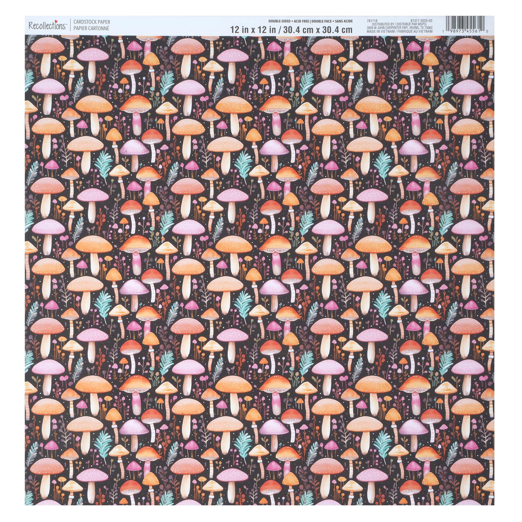12&#x22; x 12&#x22; Double-Sided Blue Mushroom Cardstock Paper by Recollections&#x2122;