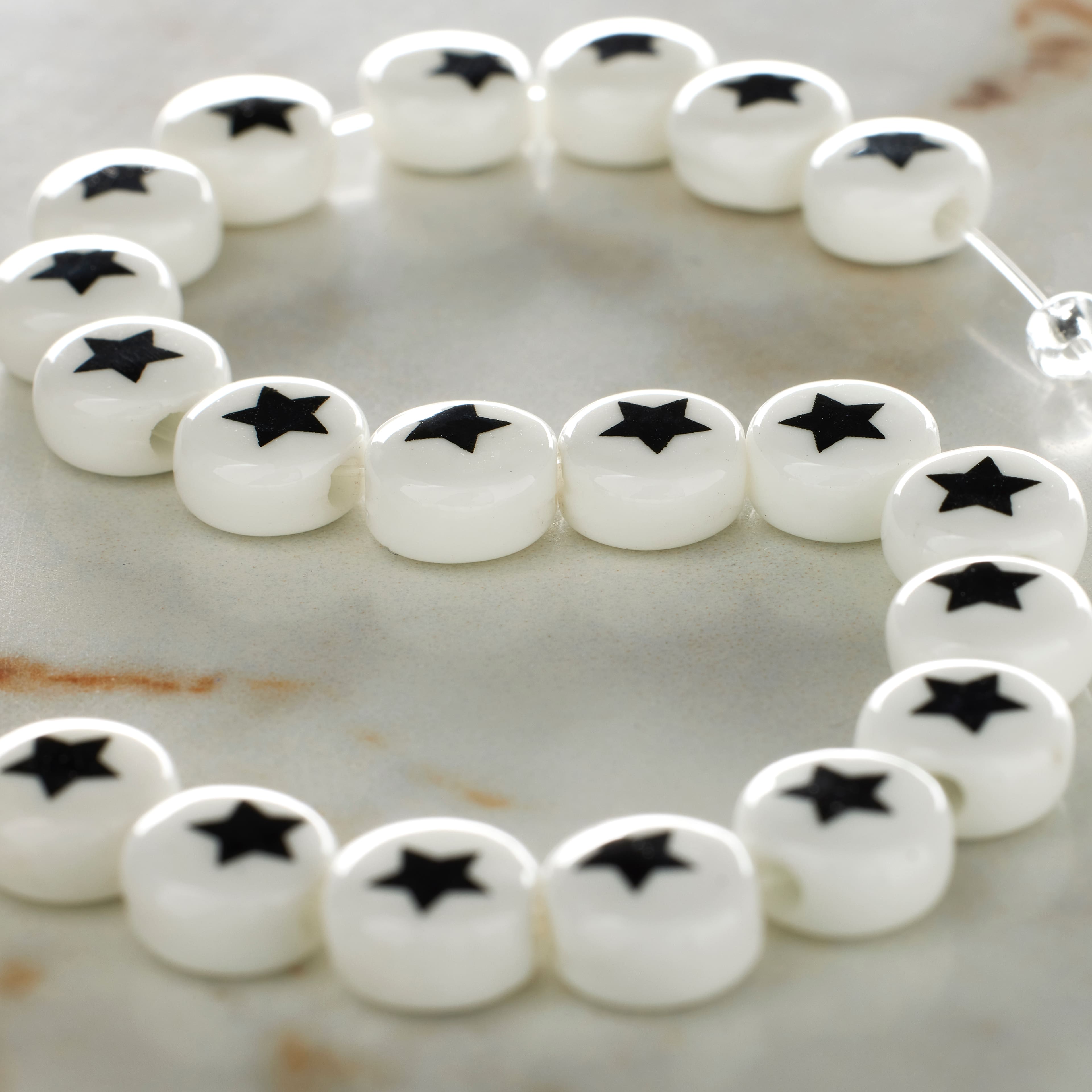 Star Printed Ceramic Round Beads, 8mm by Bead Landing&#x2122;