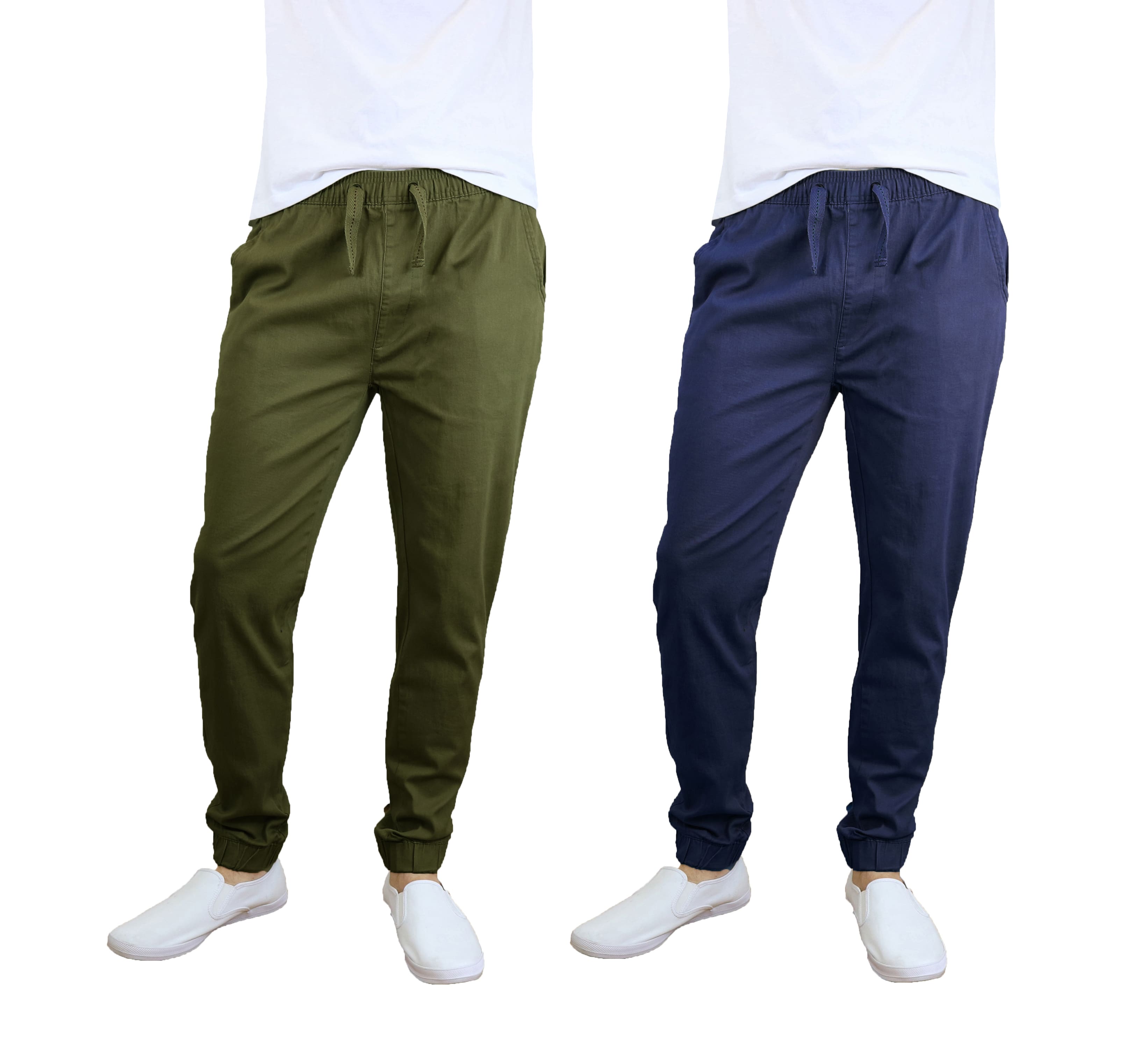 Galaxy By Harvic Slim Fit Basic Stretch Twill Men's Joggers 2 Pack