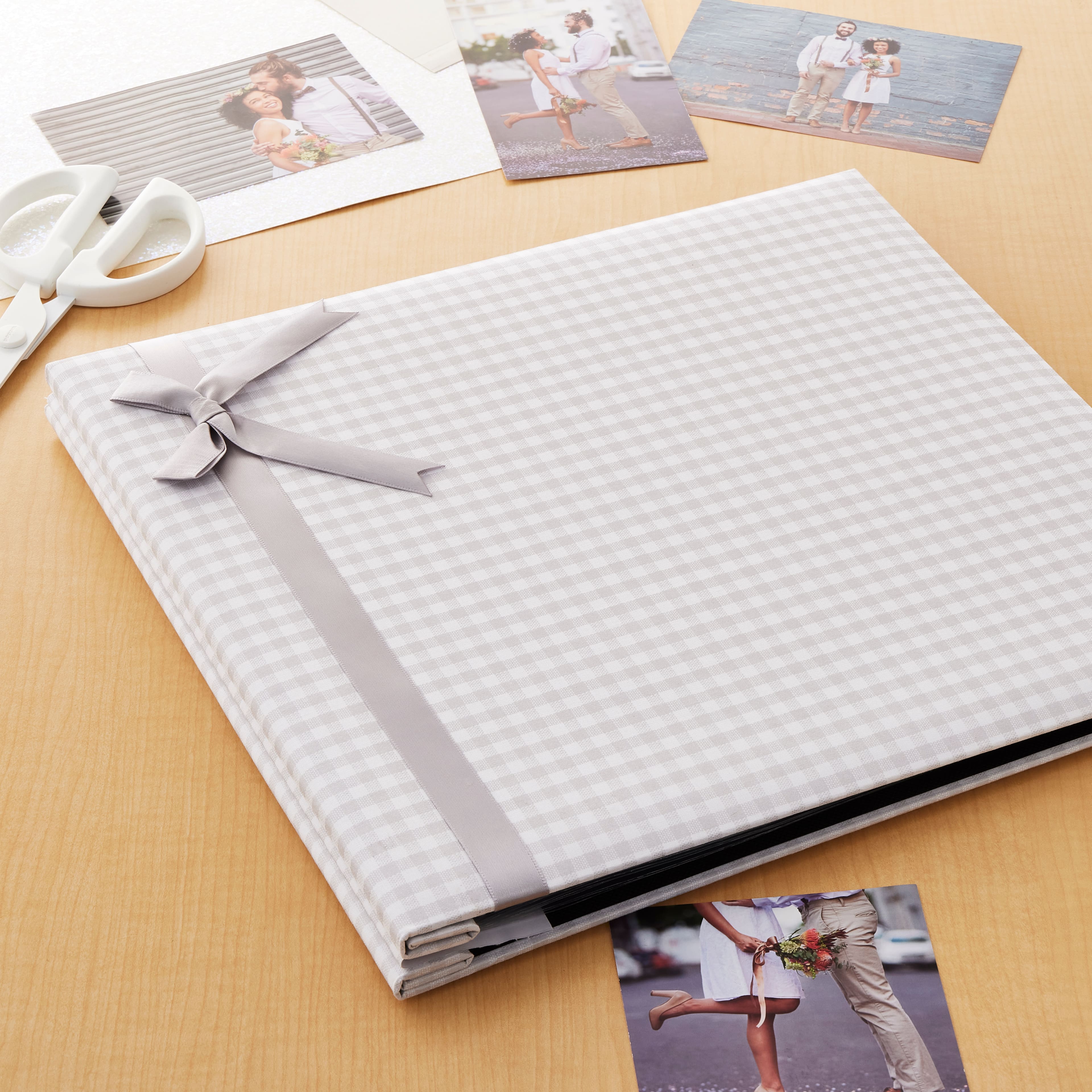 Gray Gingham Scrapbook with Ribbon by Recollections&#x2122;