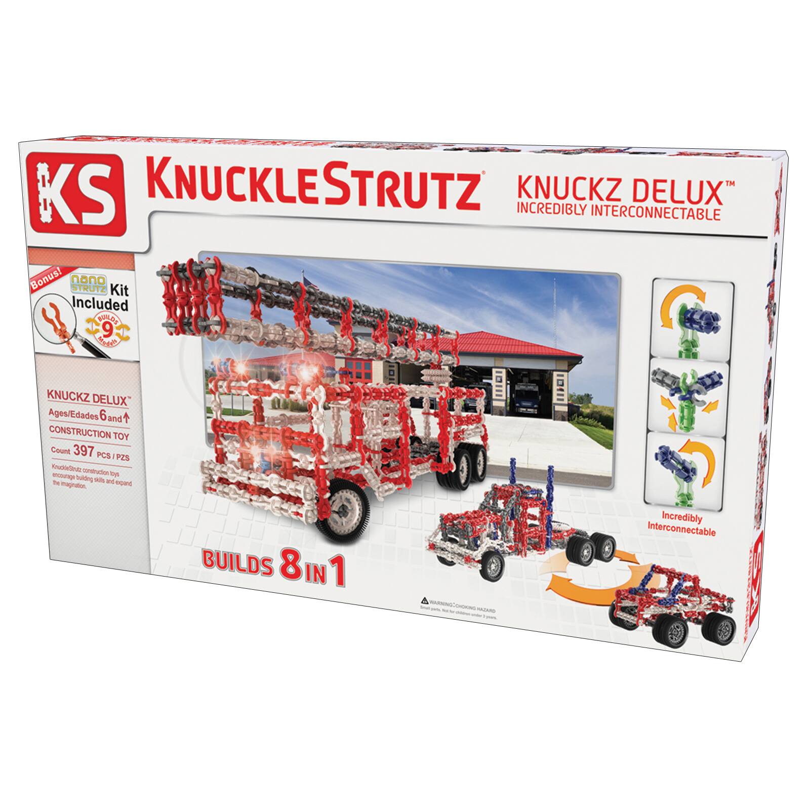 KnuckleStrutz Knuckz Delux Building Construction Toy Fire Truck Big Rig 