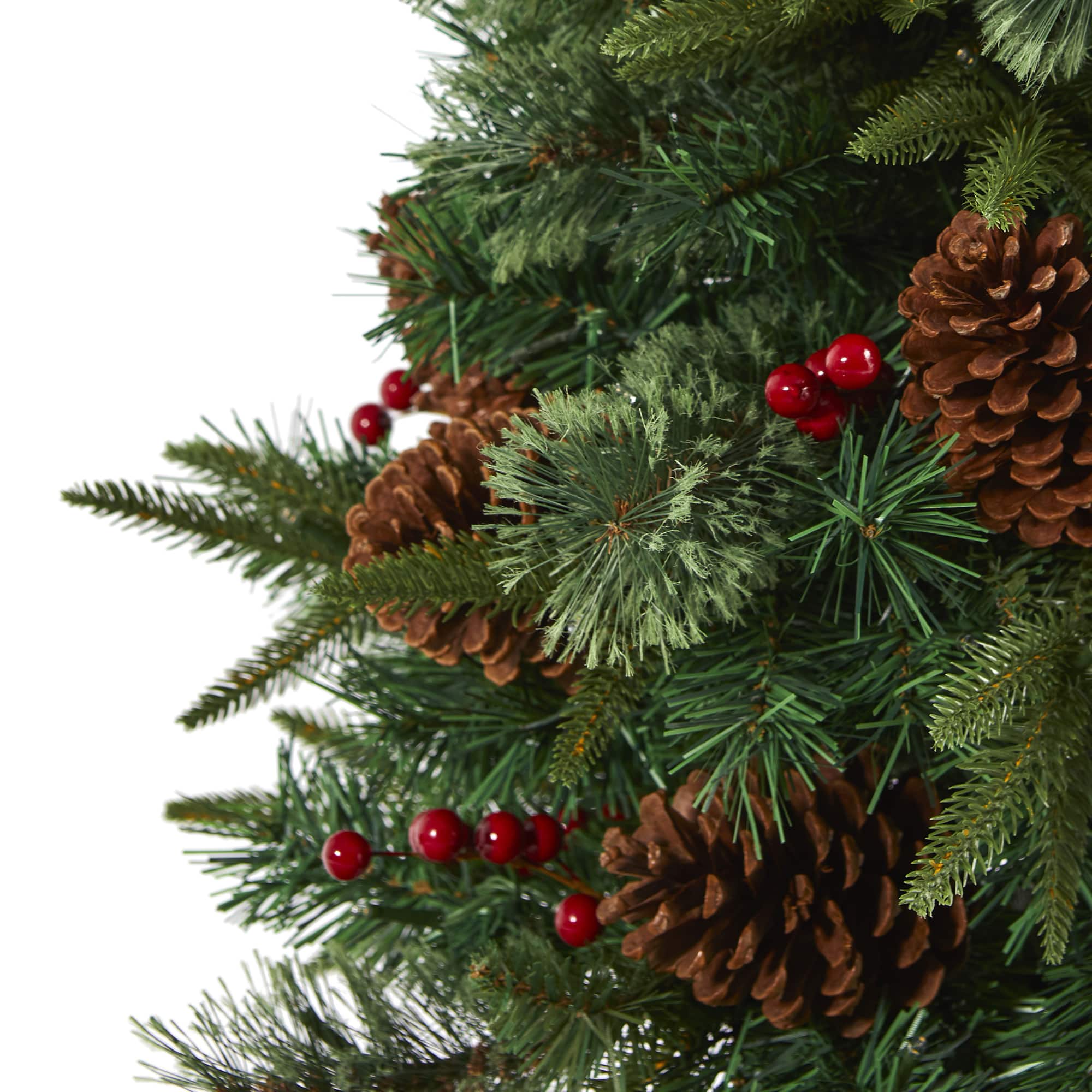 4ft. Pre-Lit Pine Artificial Potted Christmas Tree with Pinecone & Berries, Clear LED Lights