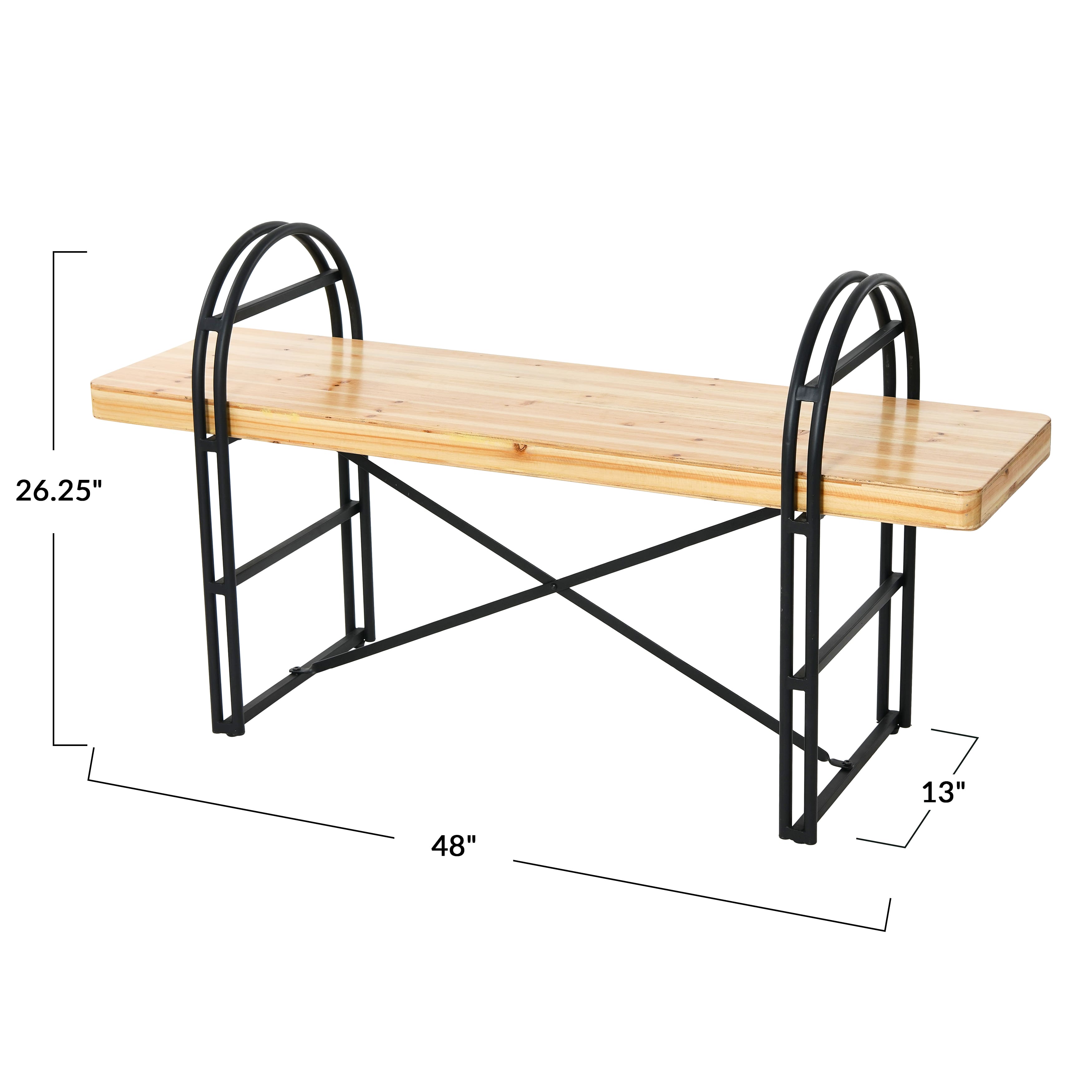 48&#x22; Blonde Nordic Fir Wood &#x26; Black Iron Bench