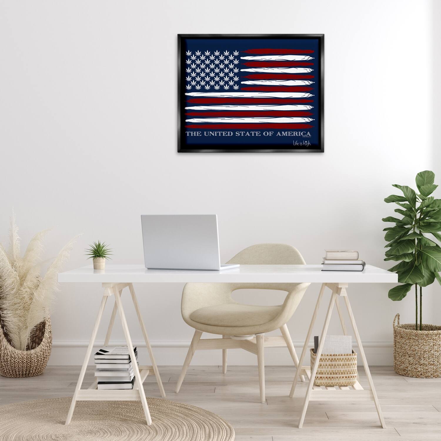 Stupell Industries Herb America Flag Floater Framed Art