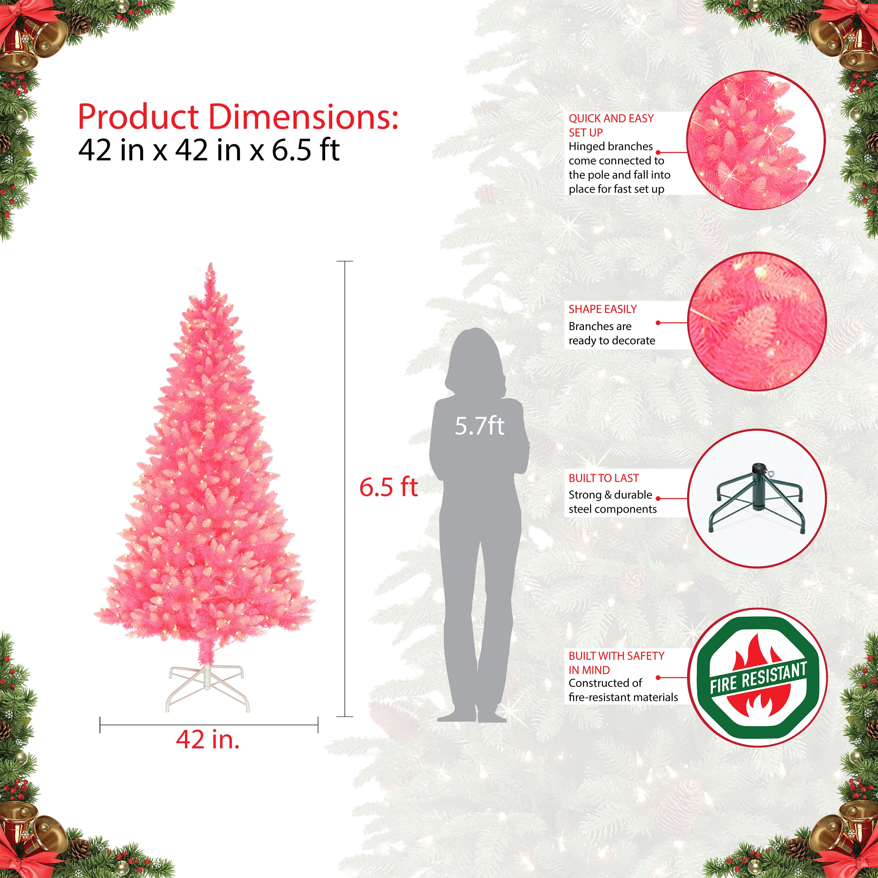 6.5ft. Pre-Lit Fashion Artificial Christmas Tree, Clear Lights