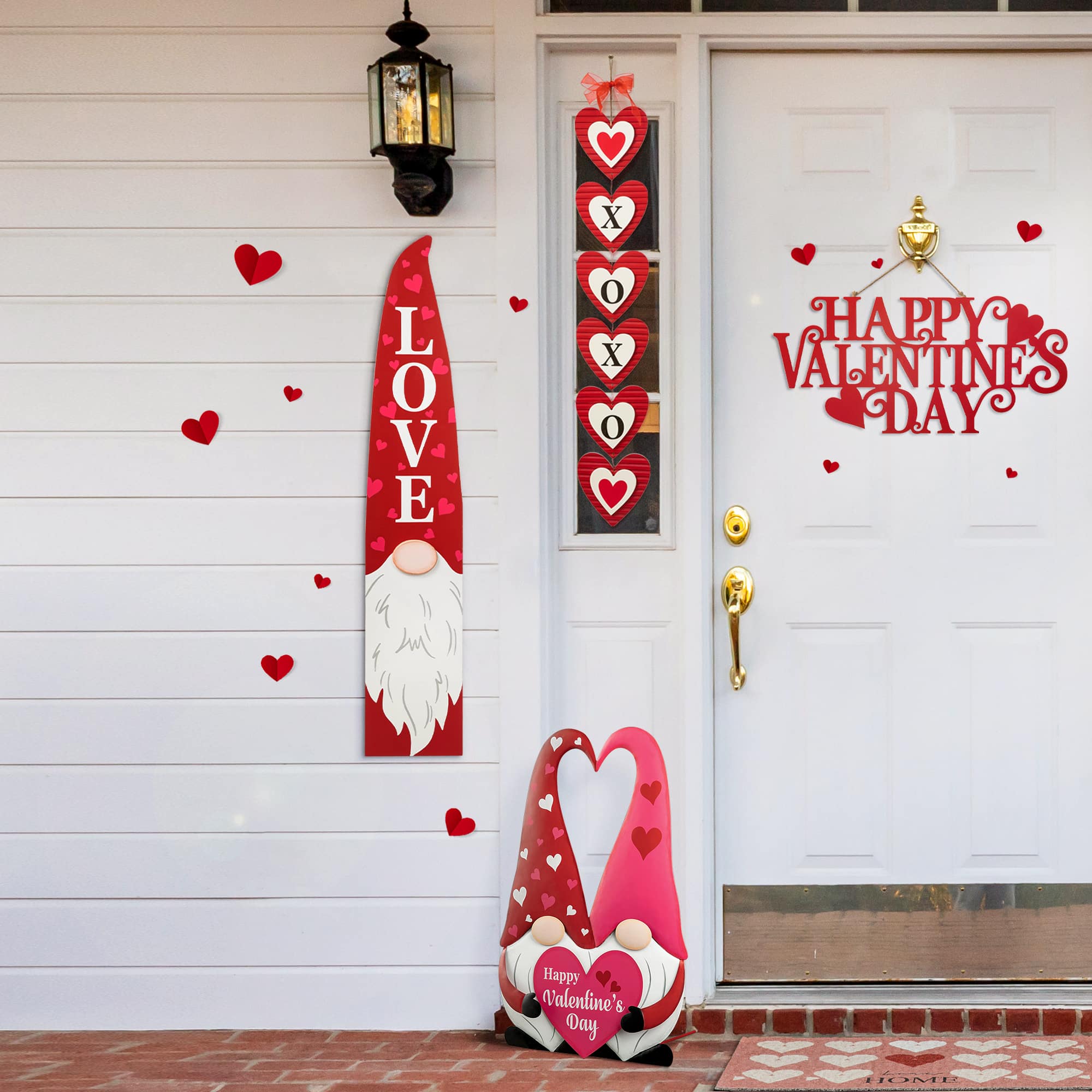 Glitzhome&#xAE; 42&#x22; Valentine&#x27;s Wooden Gnome Porch Decor