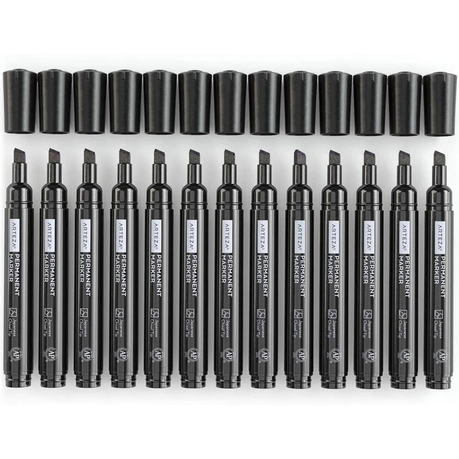 Arteza&#xAE; Black Chisel Tip Permanent Markers, 36ct.