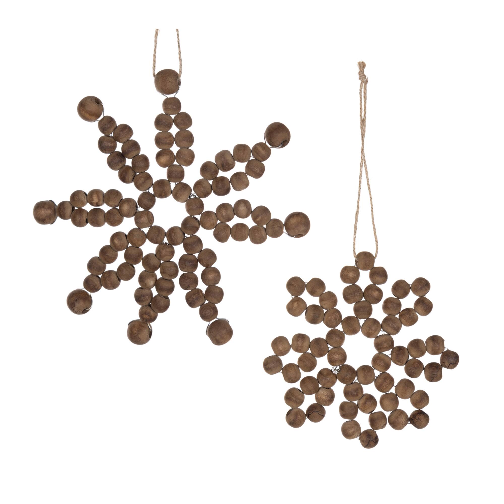 Wood Bead Snowflake Ornament Set