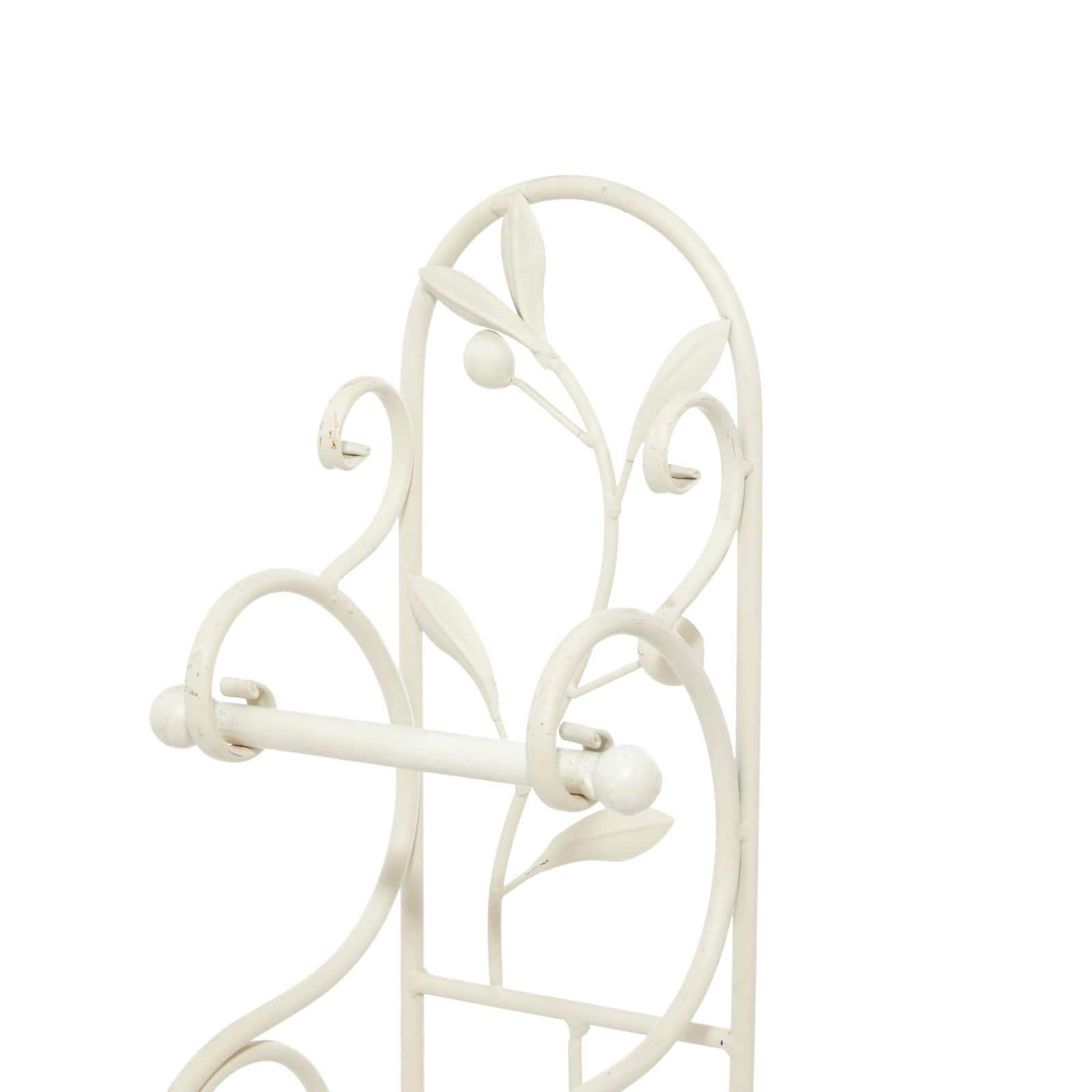 24" Cream Iron Traditional Toilet Paper Towel Holder