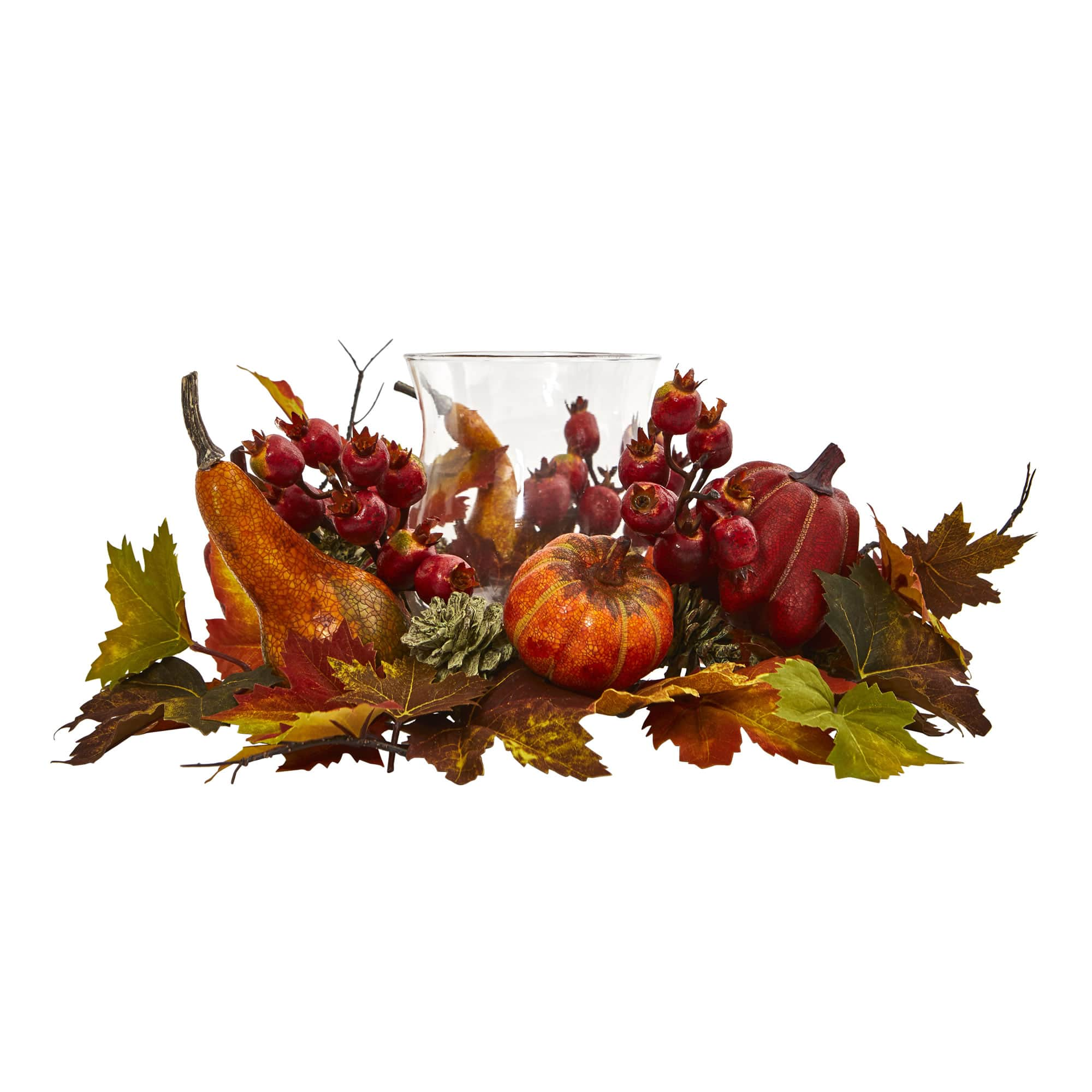 16&#x22; Pumpkin, Gourd, Berry &#x26; Maple Leaf Candelabrum