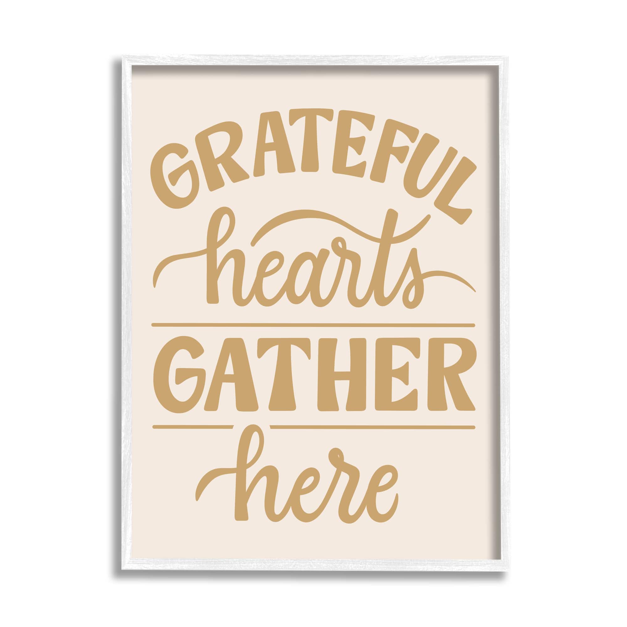 Stupell Industries Grateful Hearts Gather Here Phrase Framed Giclee Art