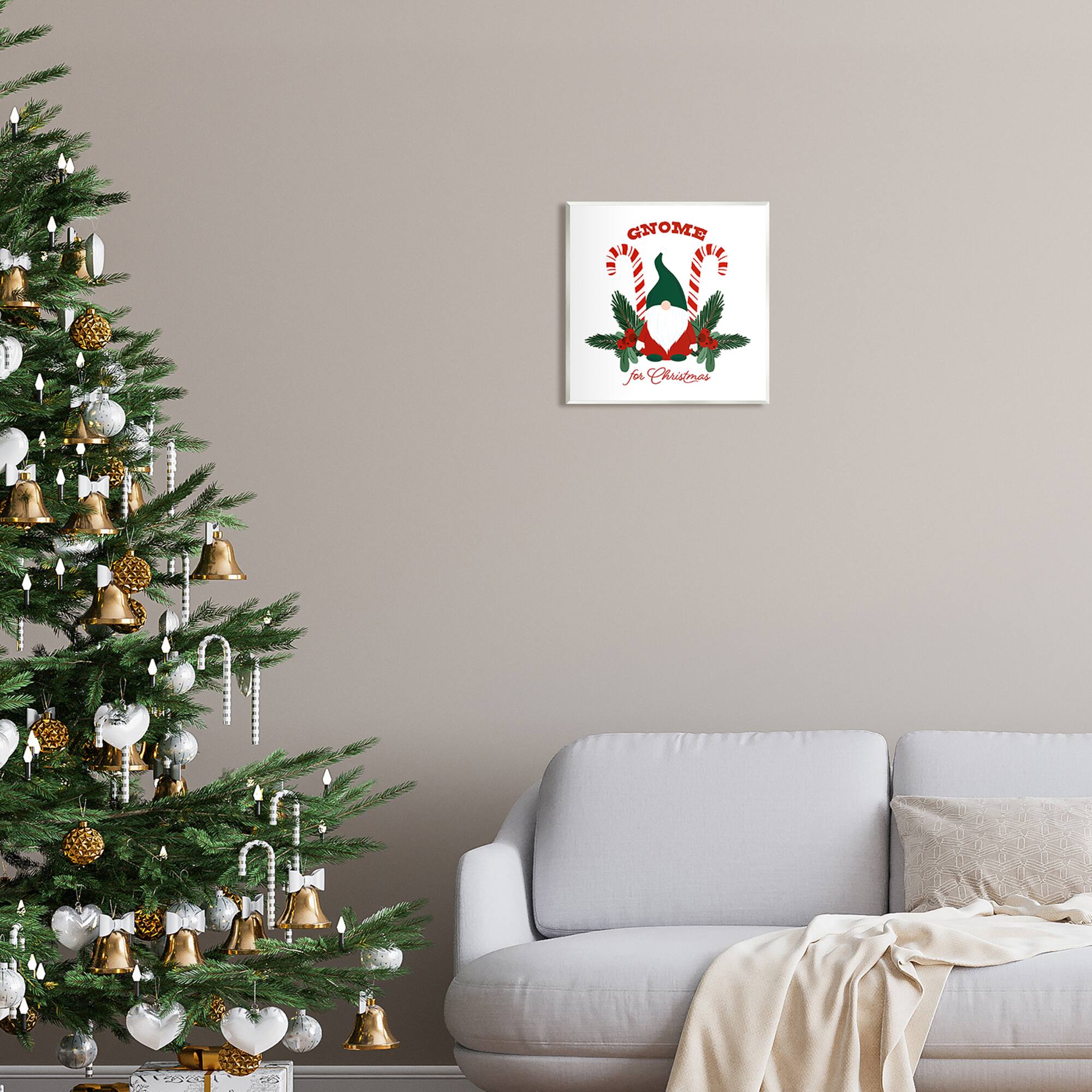 Stupell Industries Gnome For Christmas Candy Canes Wall Plaque Art