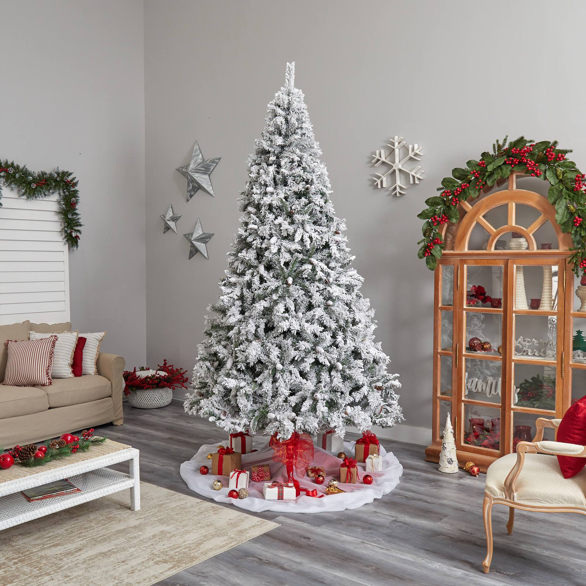 10ft. Unlit Flocked West Virginia Fir Artificial Christmas Tree