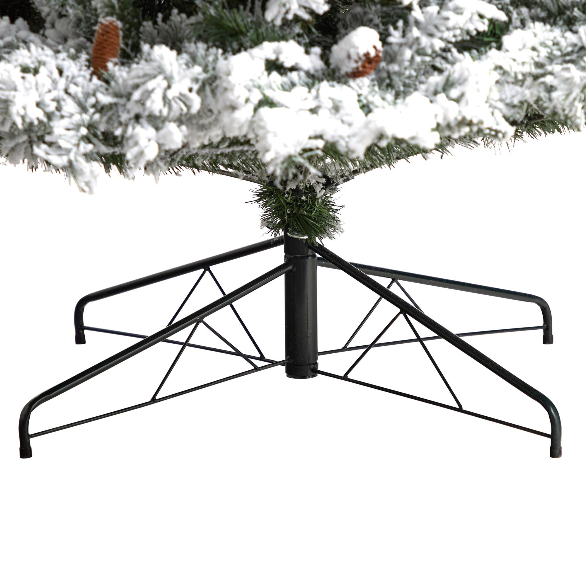 9ft. Pre-Lit Flocked White River Mountain Pine Artificial Christmas Tree, Clear LED Lights