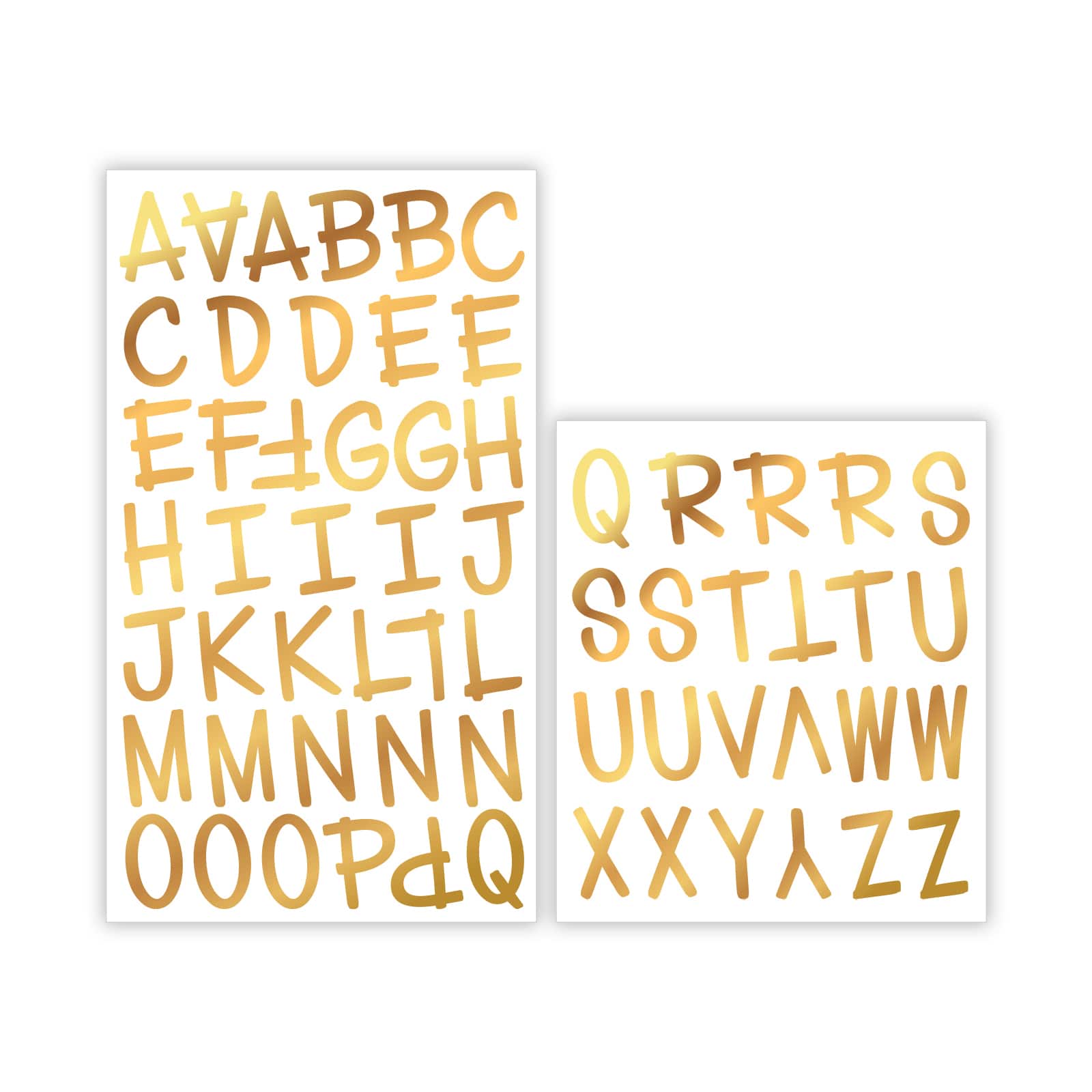 12 Packs: 62 ct. (744 total) Iron-On Gold Foil Fun Font Alphabet by Make Market&#xAE;